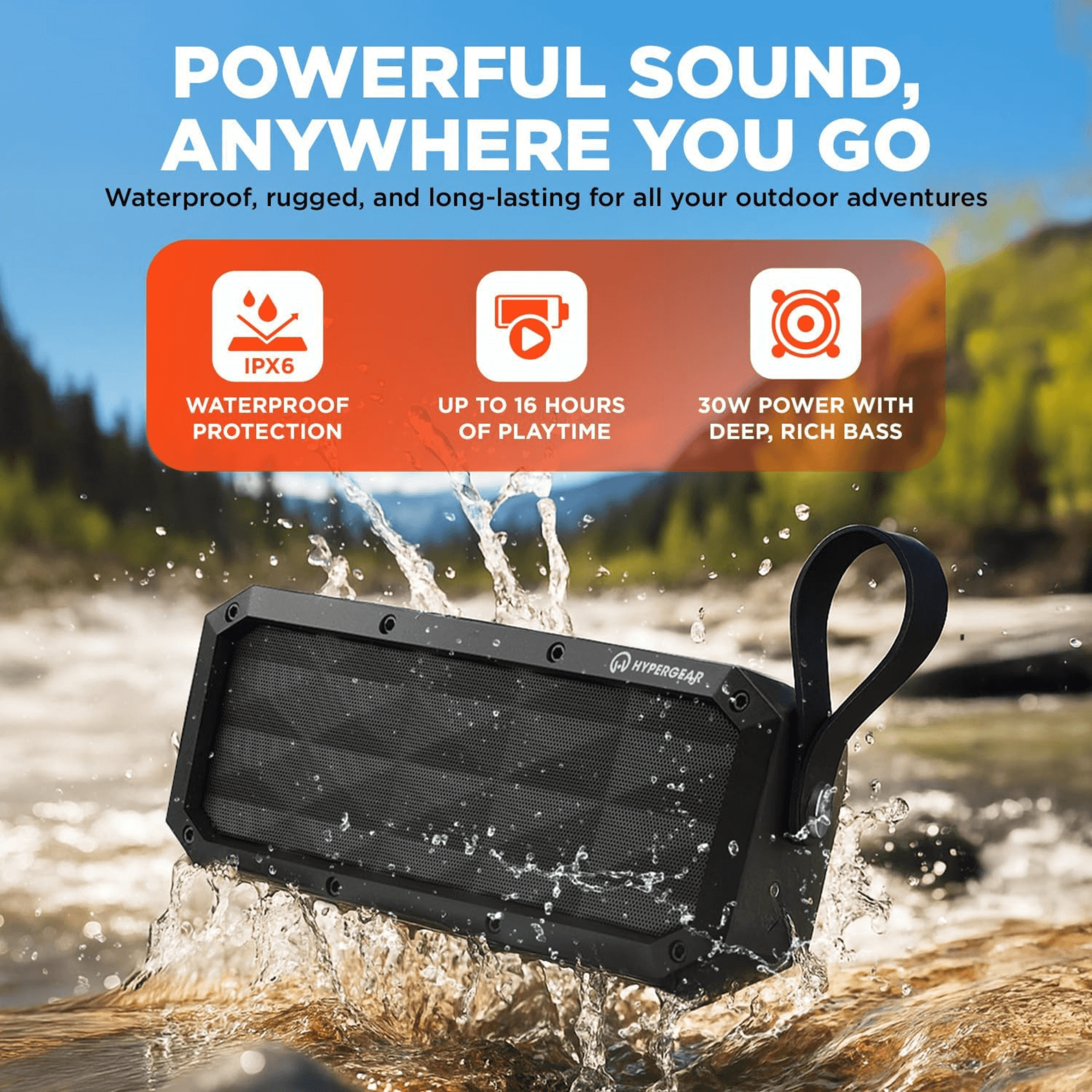 HyperGear Beast XL Water-Resistant Wireless Speaker