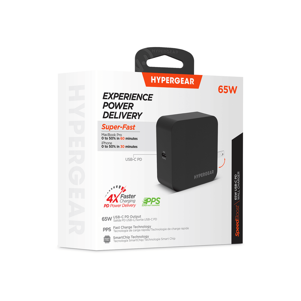 HyperGear SpeedBoost 65W USB-C PD Laptop Wall Charger with PPS