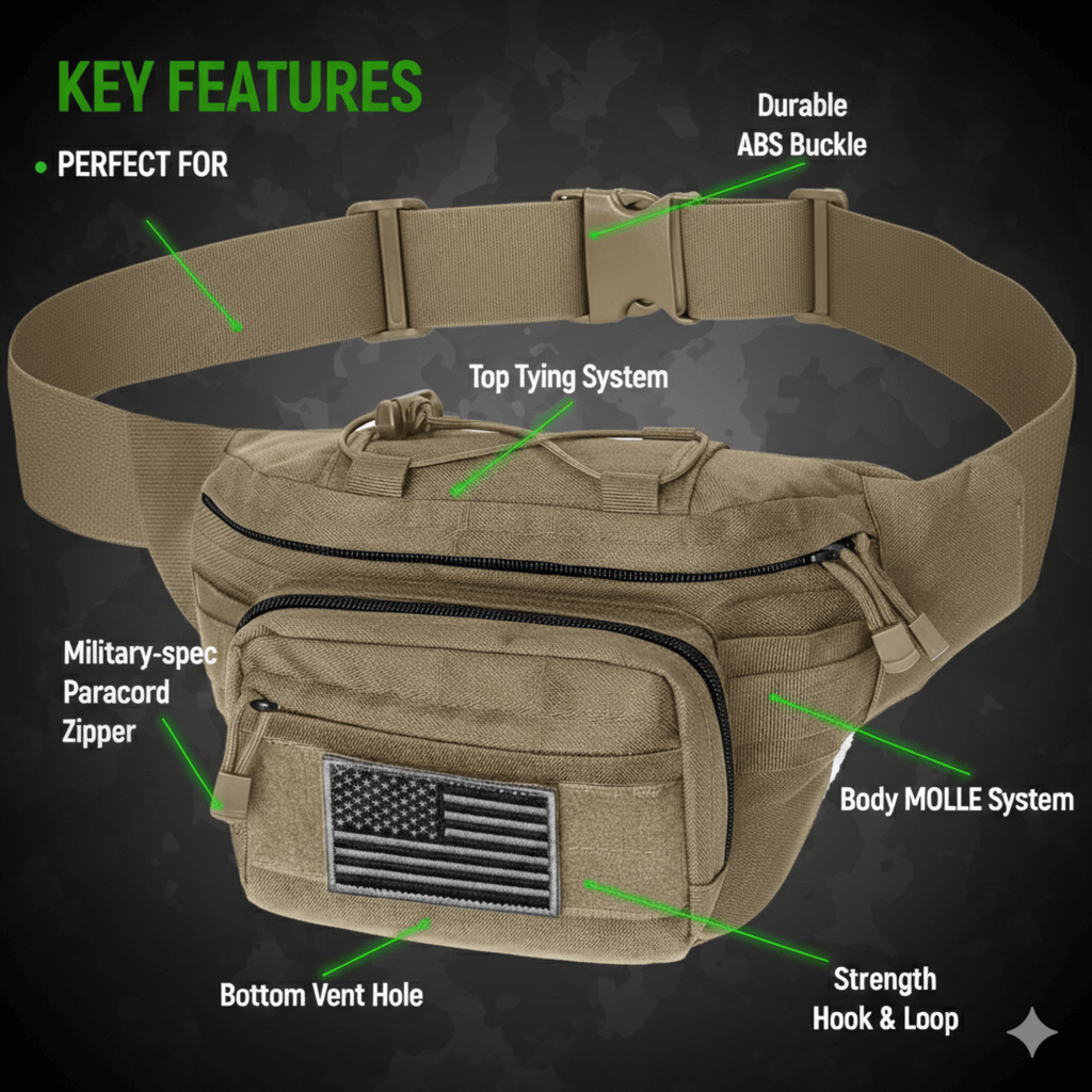 XGear Tactical Hunting Fanny Pack with USA Flag Patch