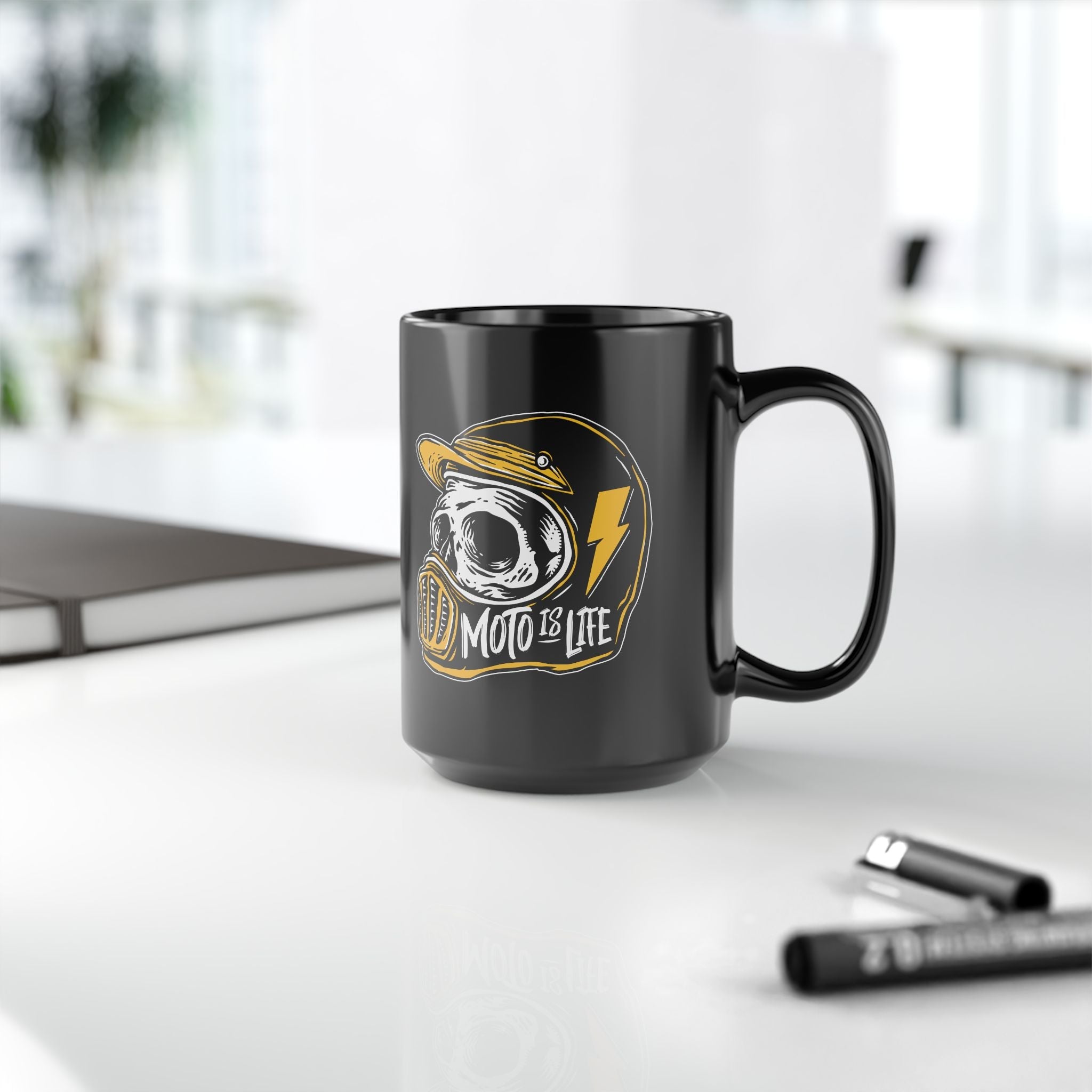 Moto Is Life Skull Coffee Mug - Black 11oz & 15oz