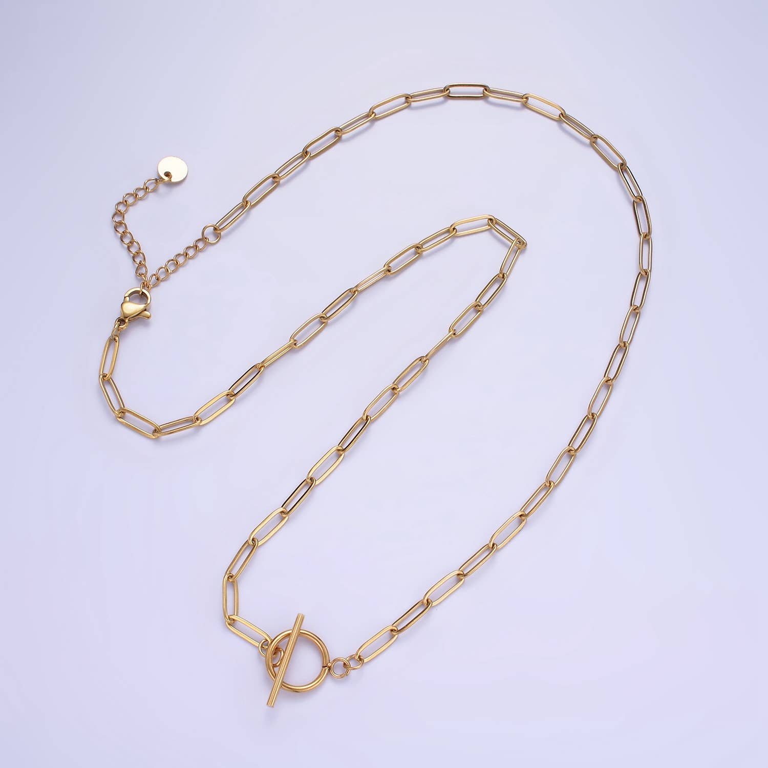 14K Gold Filled Toggle Clasps Paperclip Chain 19"  Necklace | Silver or Gold