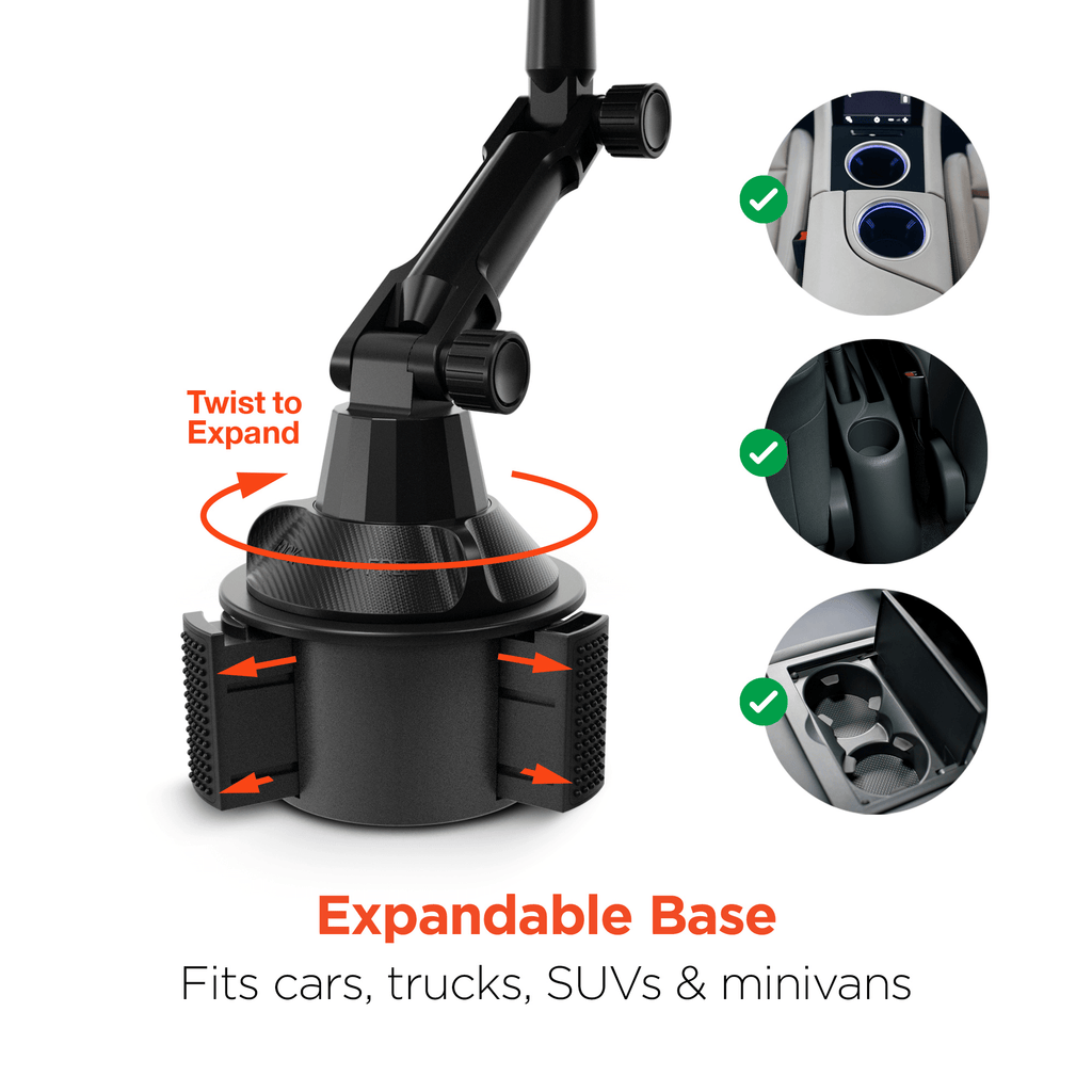 HyperGear Car Caddy Cup Holder Swivel Tray Expandable w Phone Mount