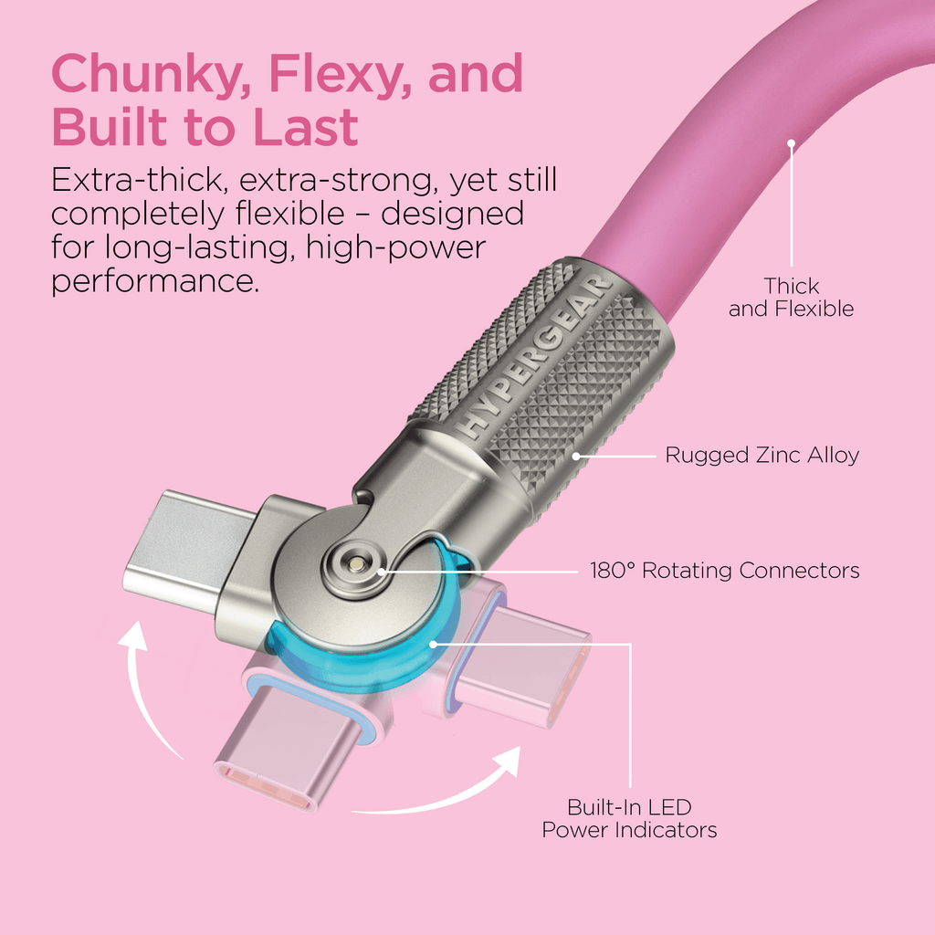 HyperGear Chunky180° 100W USB-C to USB-C Rugged Fast Charge Cable 12ft