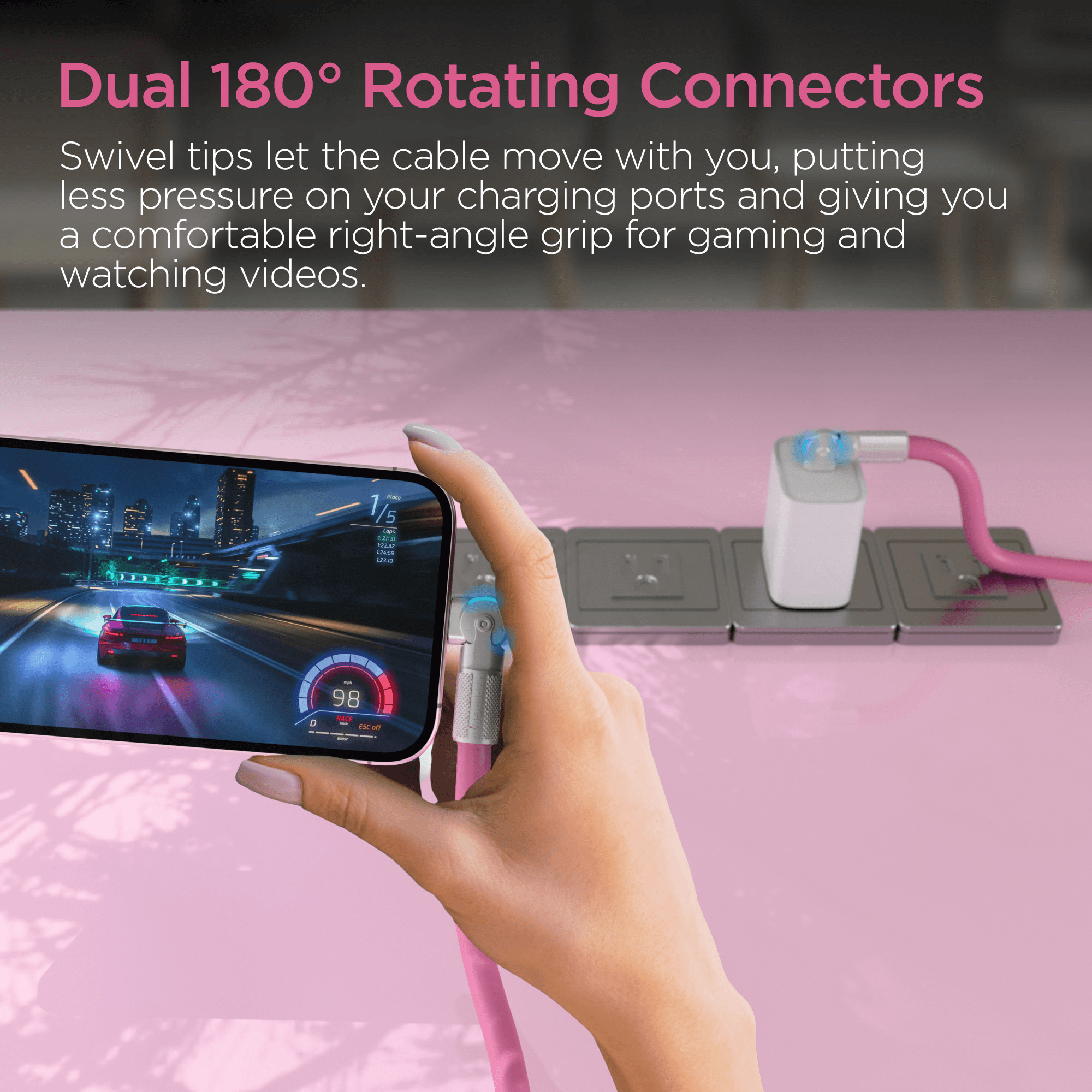 HyperGear Chunky180° 100W USB-C to USB-C Rugged Fast Charge Cable 12ft