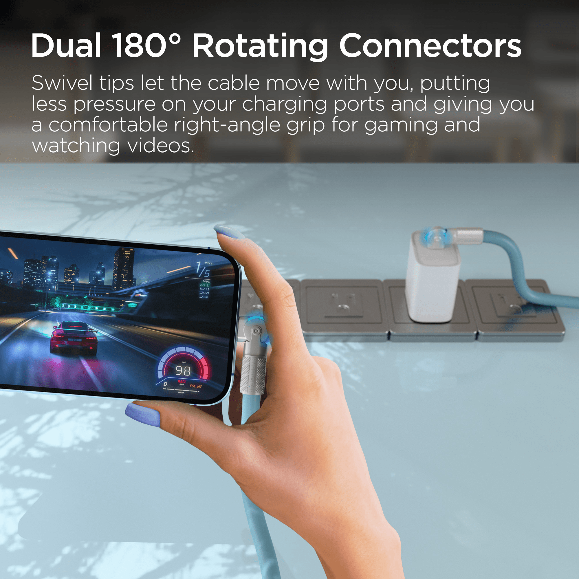 HyperGear Chunky180° 100W USB-C to USB-C Rugged Fast Charge Cable 12ft