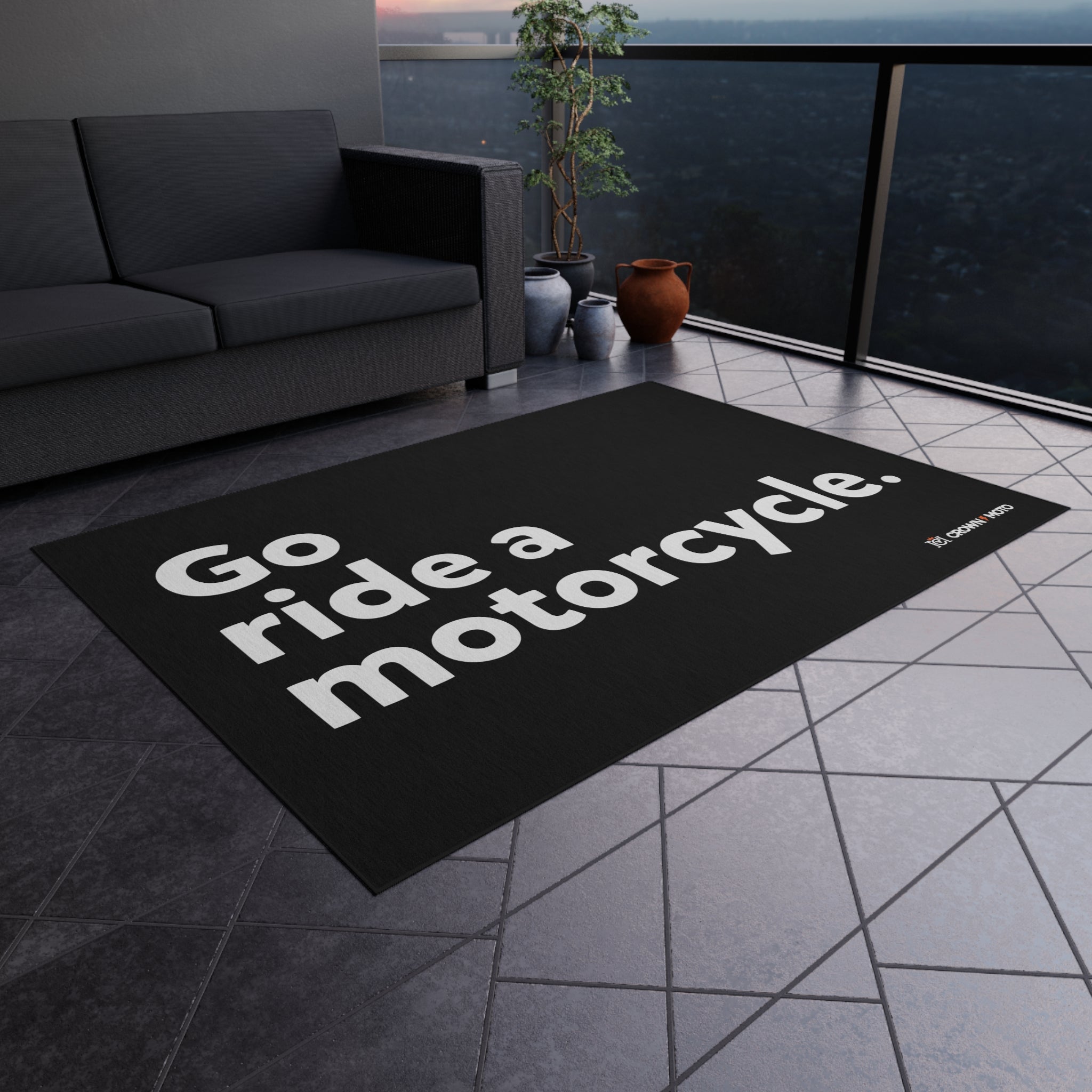 "Go ride a motorcycle" Track & Garage Mat