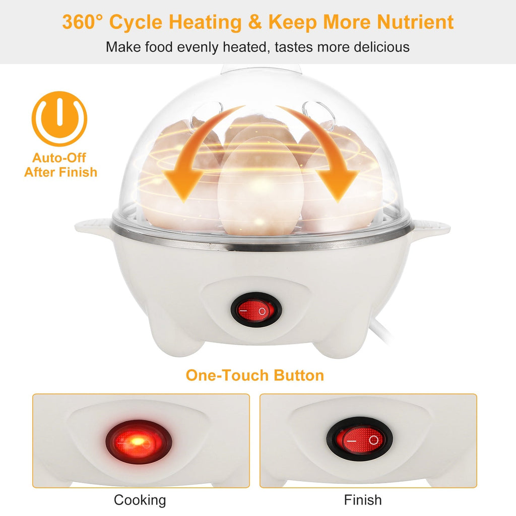 7-Egg Electric Egg Cooker – Auto Shut-Off, 350W, Hard & Soft Boiled, Steam Cooker