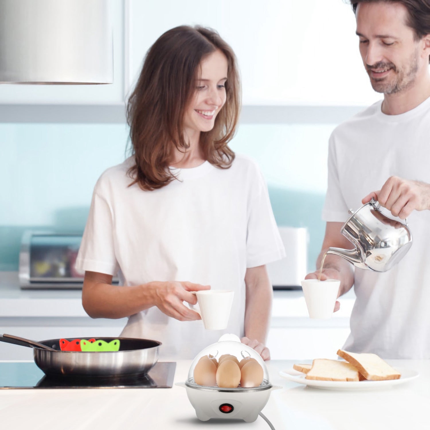 7-Egg Electric Egg Cooker – Auto Shut-Off, 350W, Hard & Soft Boiled, Steam Cooker