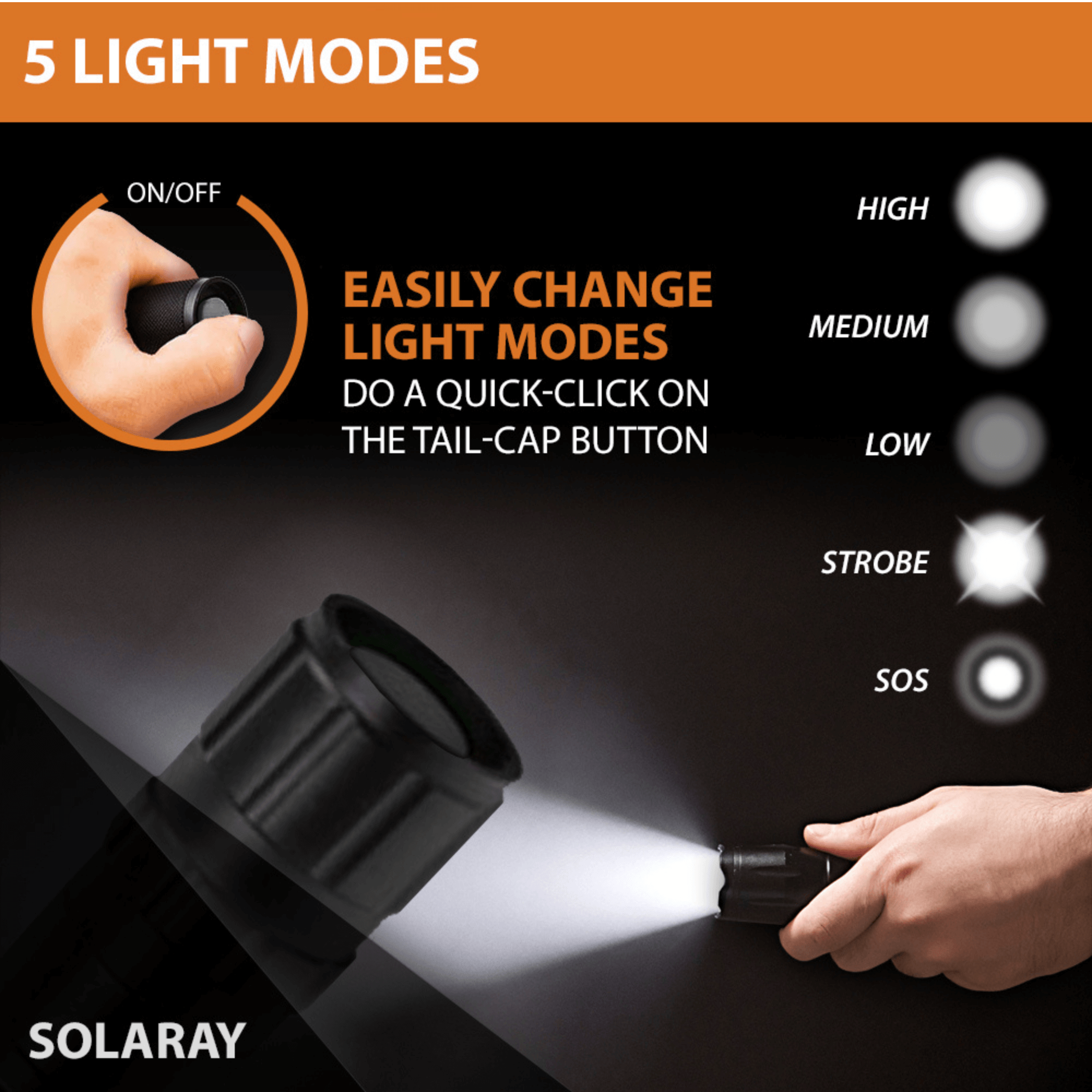 Solaray ZX1-XL 18650 Tactical Flashlight