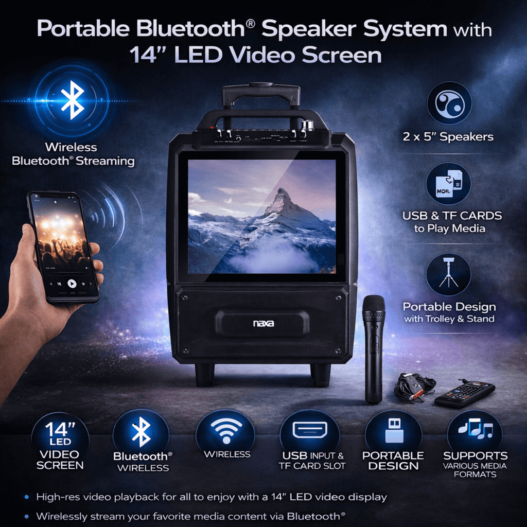 Naxa Portable Bluetooth Speaker System - Refurbished