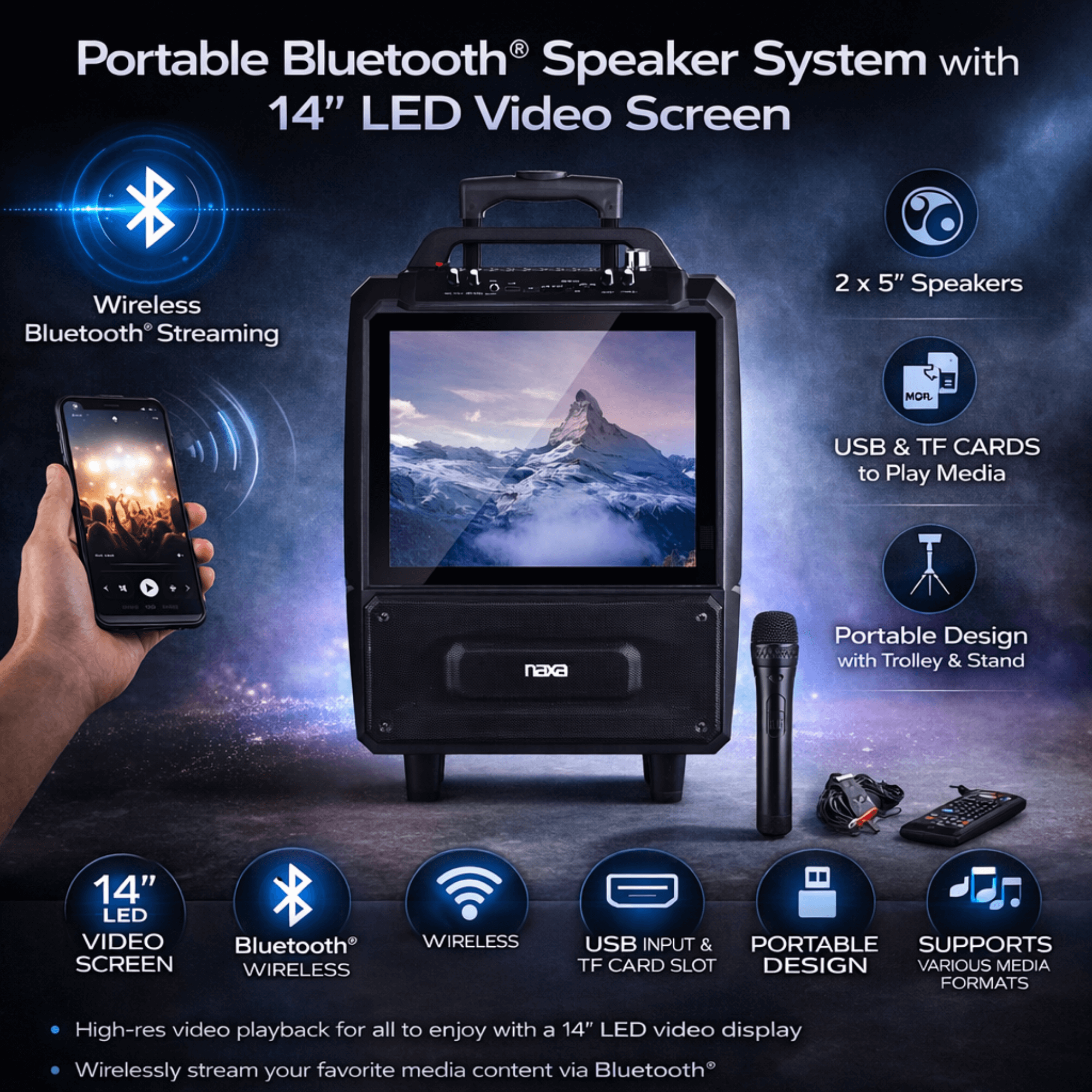 Naxa Portable Bluetooth Speaker System - Refurbished