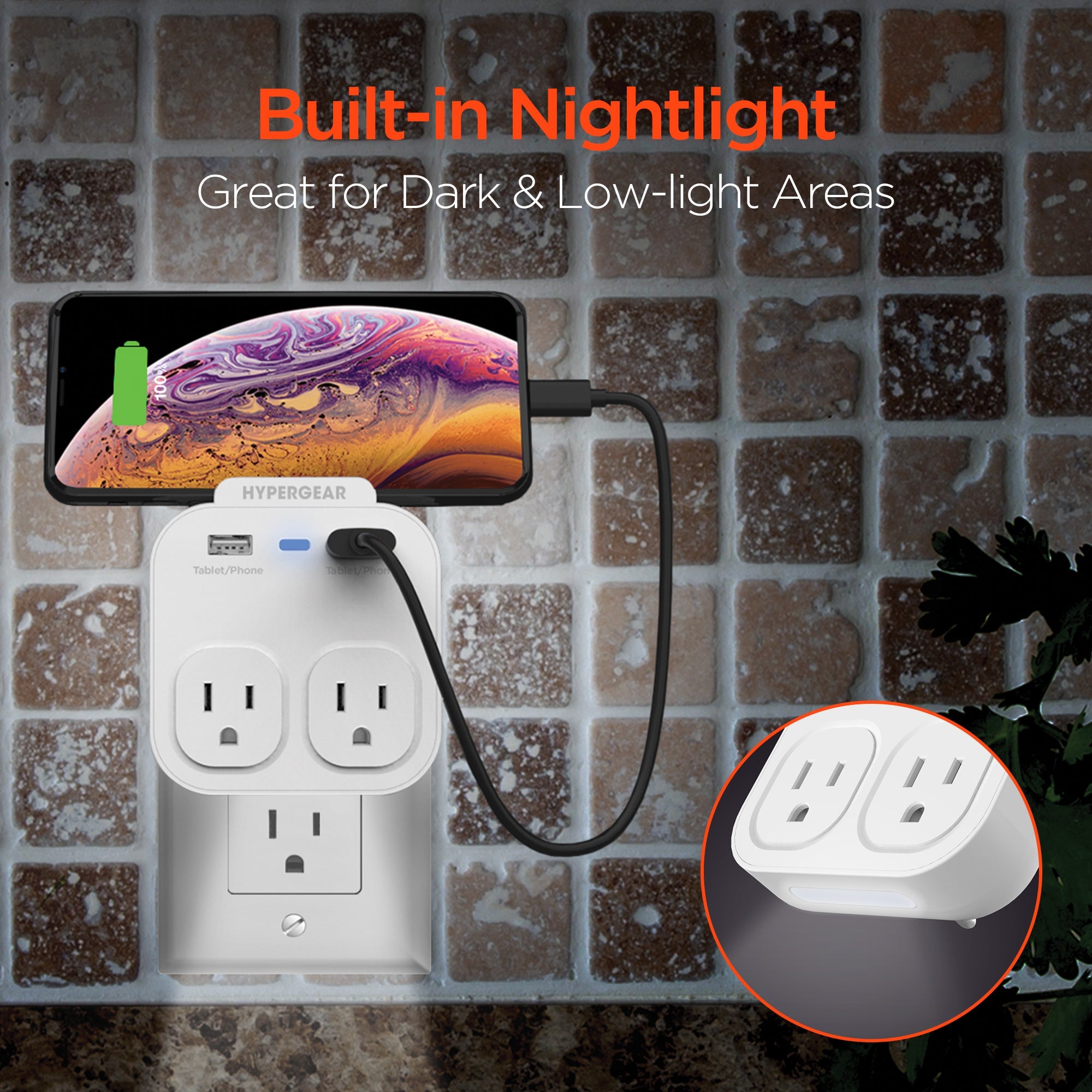 HyperGear Wall Adapter Power Strip White (13623-HYP)