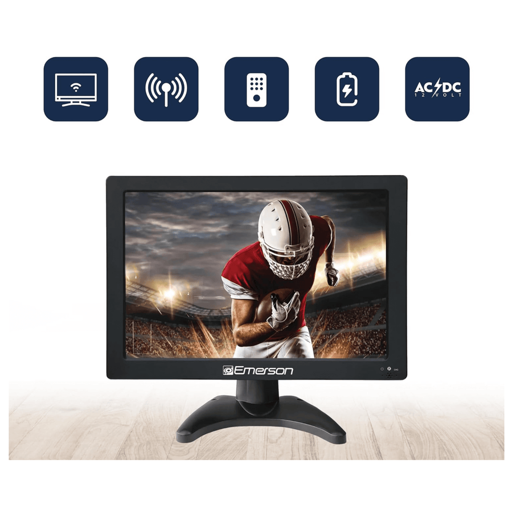 Emerson 13.3" Portable Digital TV w 12V DC Car Adapter and Rechargeable Battery