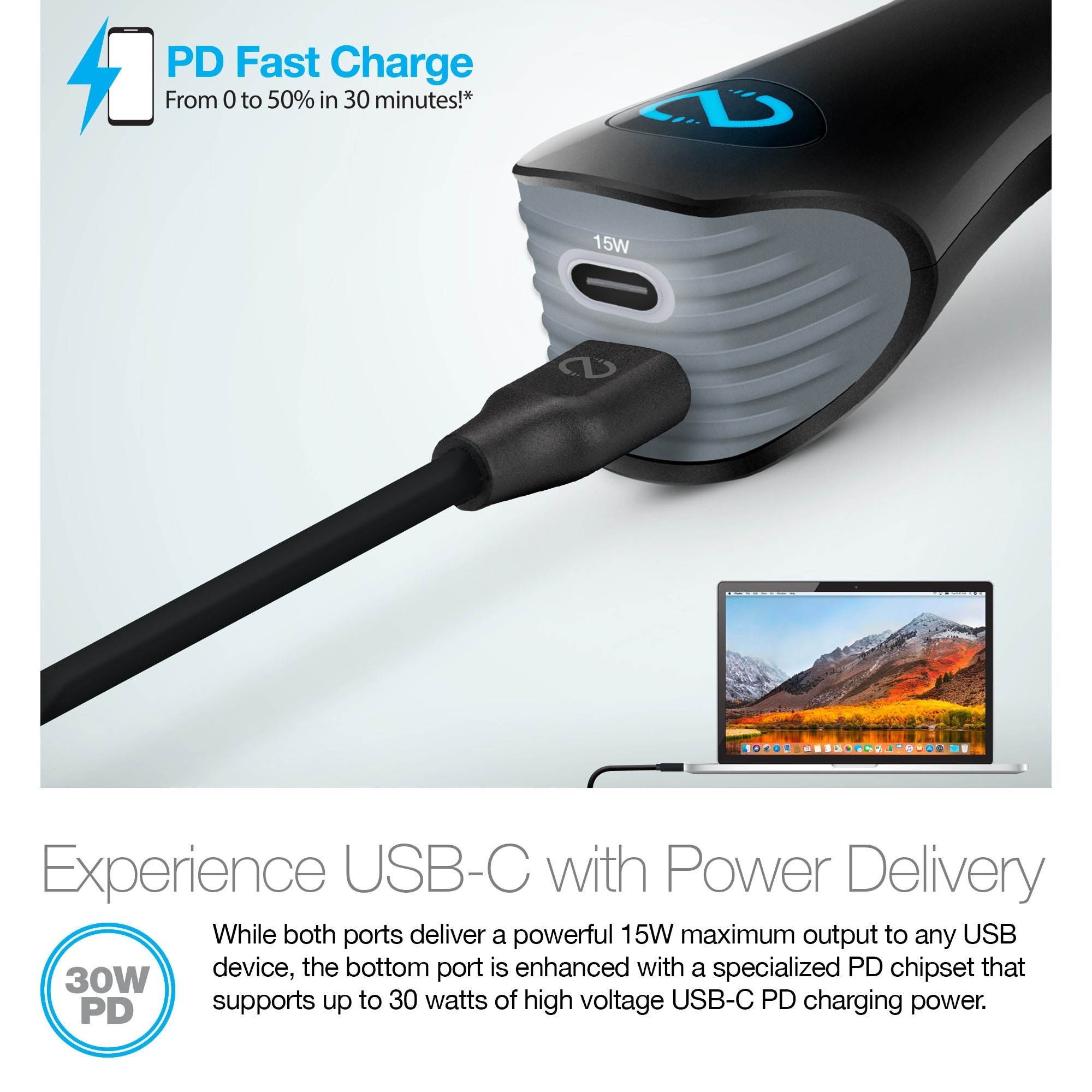 Naztech Turbo 30W USB-C PD + USB-C Car Charger