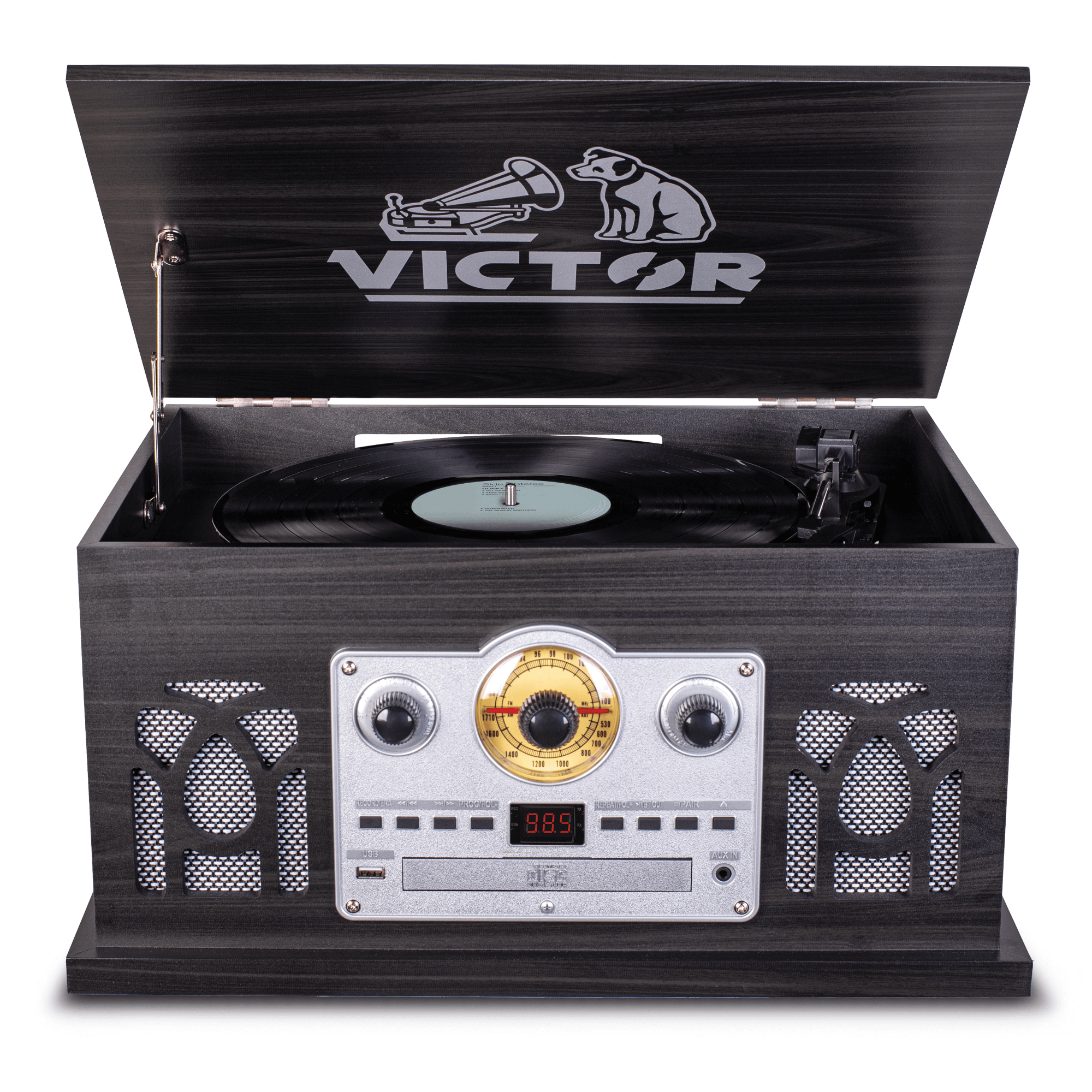 Victor Belmont 8-in-1 Wood Music Center Graphite - Refurbished