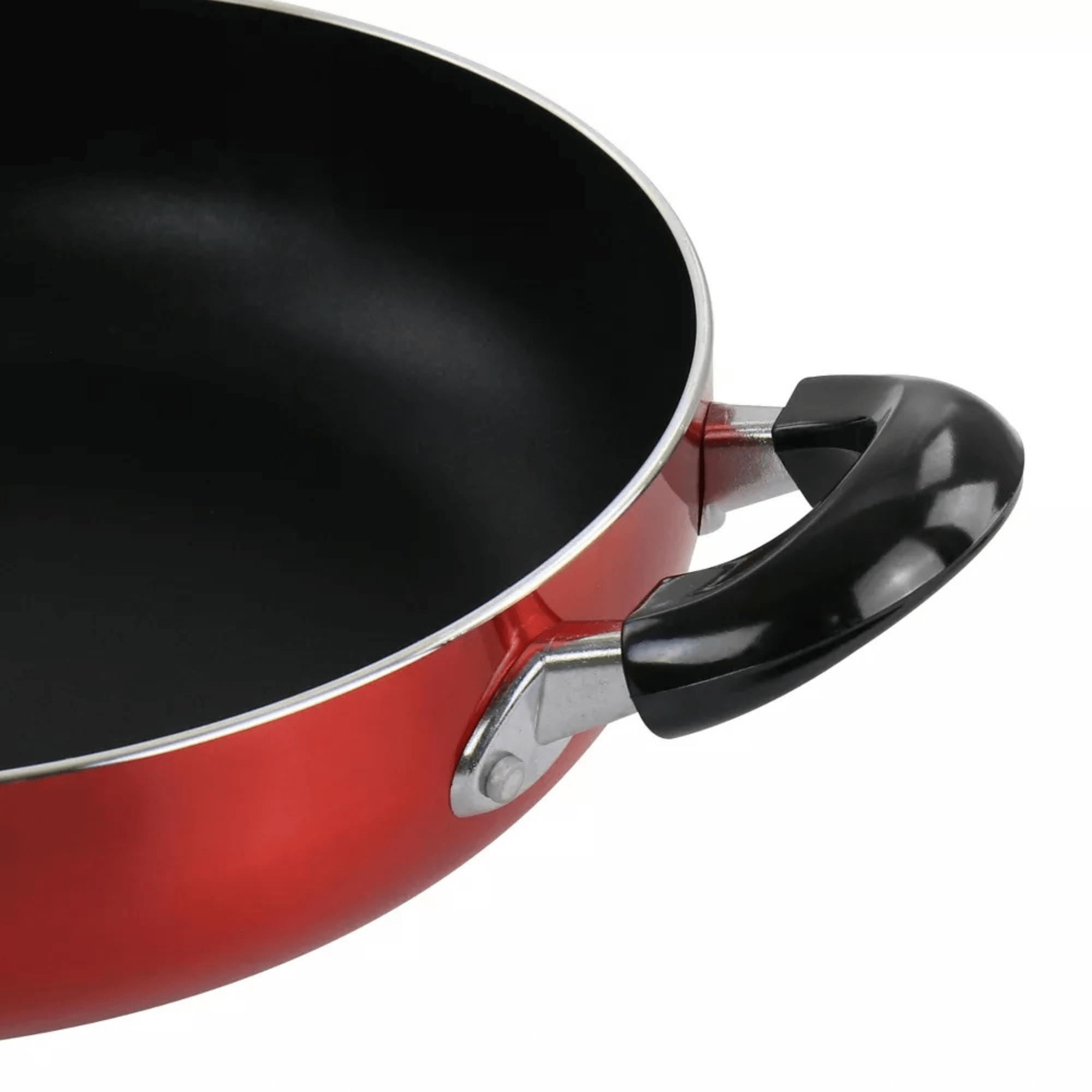 Better Chef 12" Aluminum Non-Stick Metallic Red Deep Fryer with Glass Lid