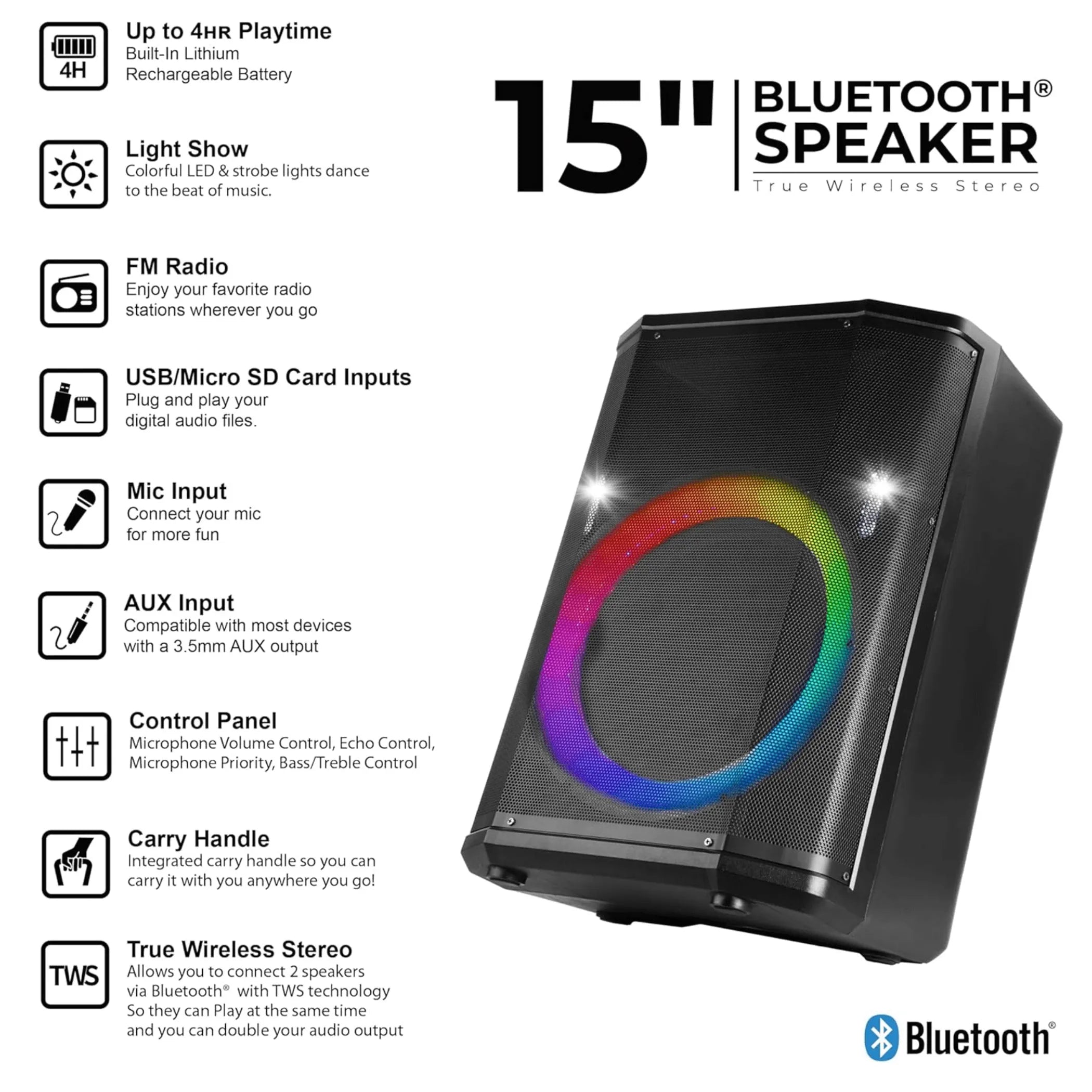 Portable BT Speaker with Tiltable Audio Enhancement