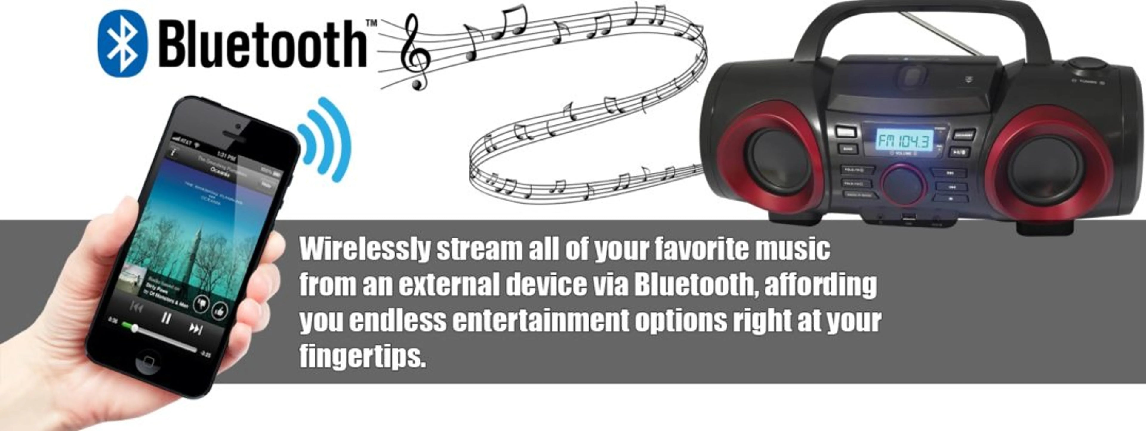 MP3/CD Boombox with Bluetooth