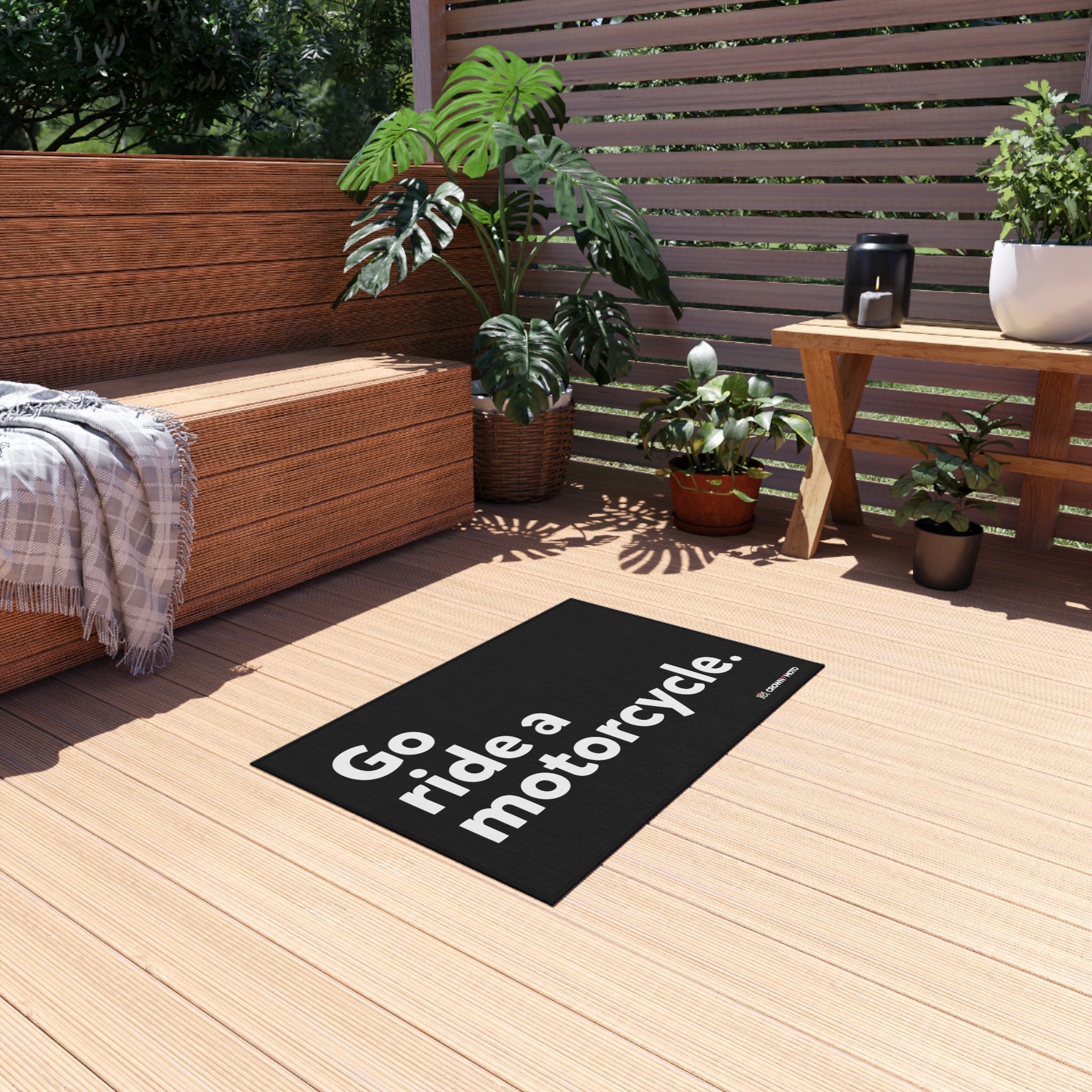 "Go ride a motorcycle" Track & Garage Mat