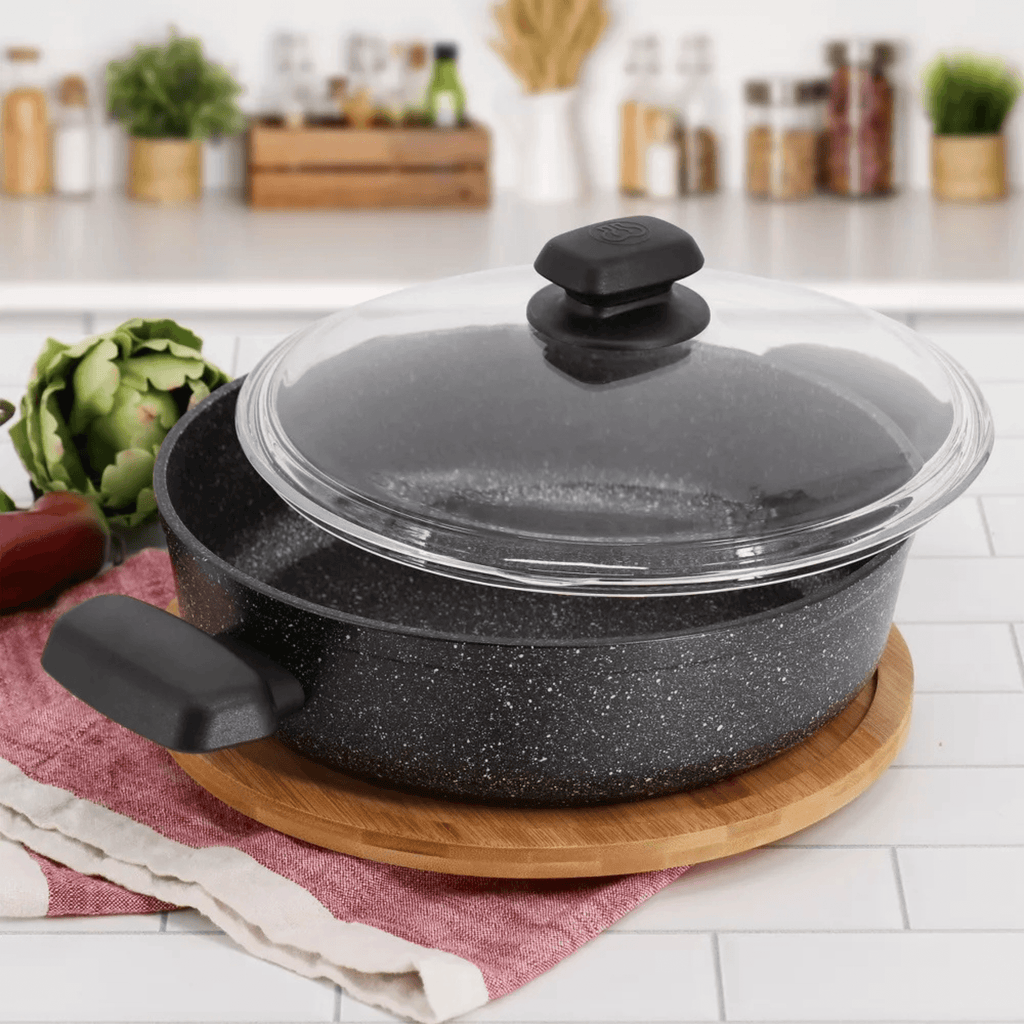 Korkmaz Ornella Aluminum 3.5L Non-Stick Low Casserole Dish with Lid