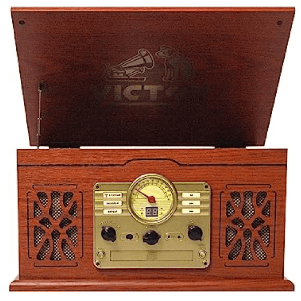 Victor State 7-in-1 Wood Music Center Mahogany - Refurbished