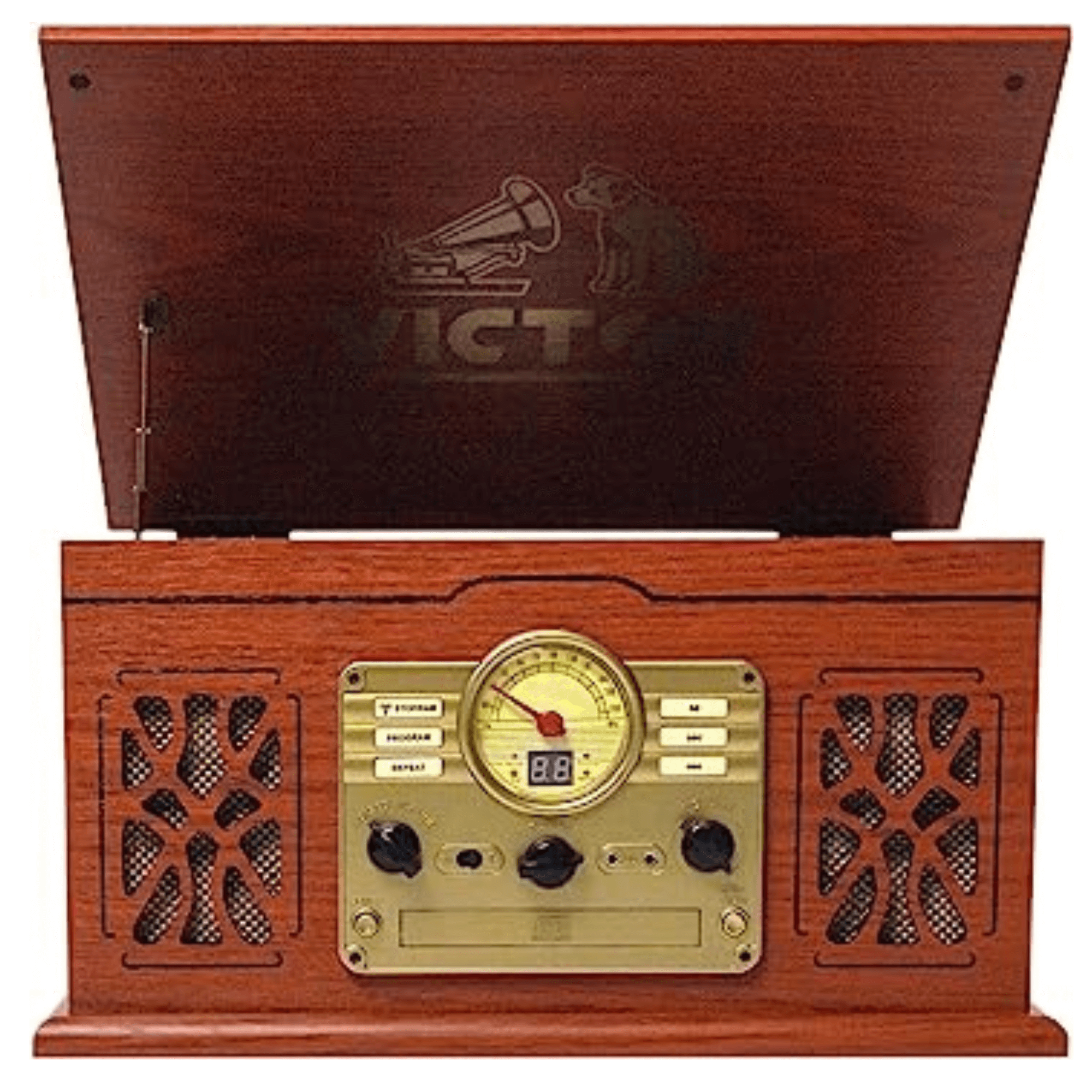 Victor State 7-in-1 Wood Music Center Mahogany - Refurbished