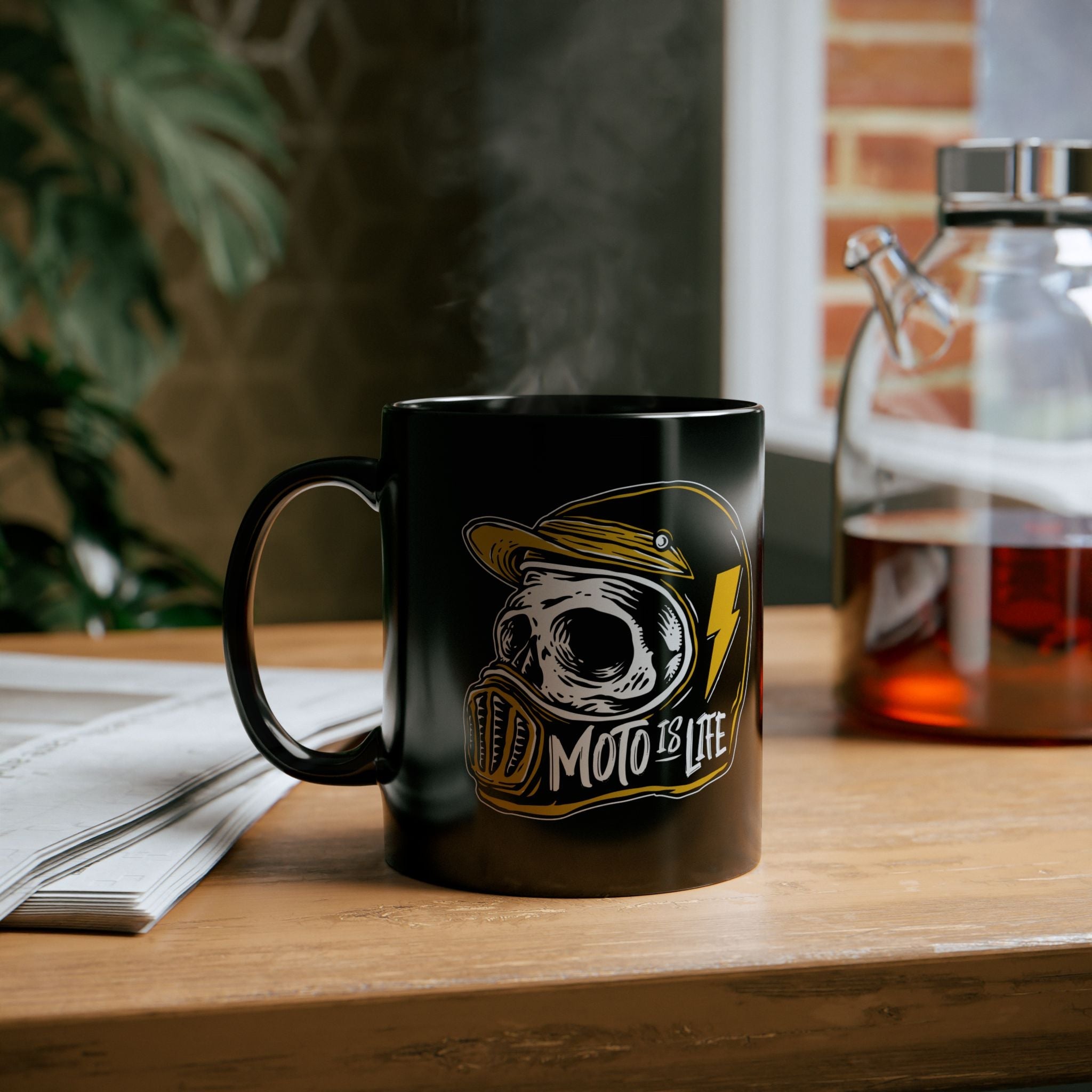 Moto Is Life Skull Coffee Mug - Black 11oz & 15oz
