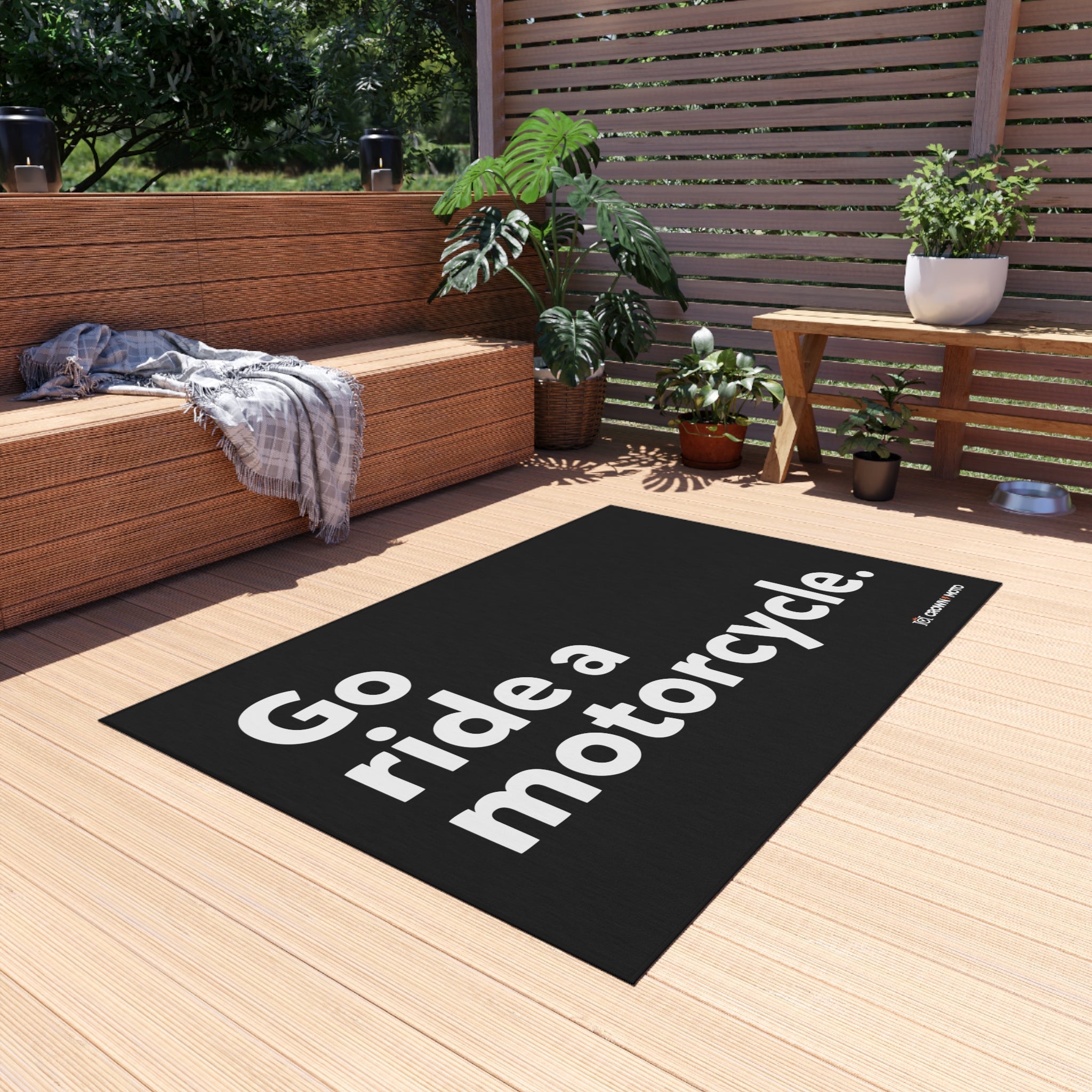 "Go ride a motorcycle" Track & Garage Mat