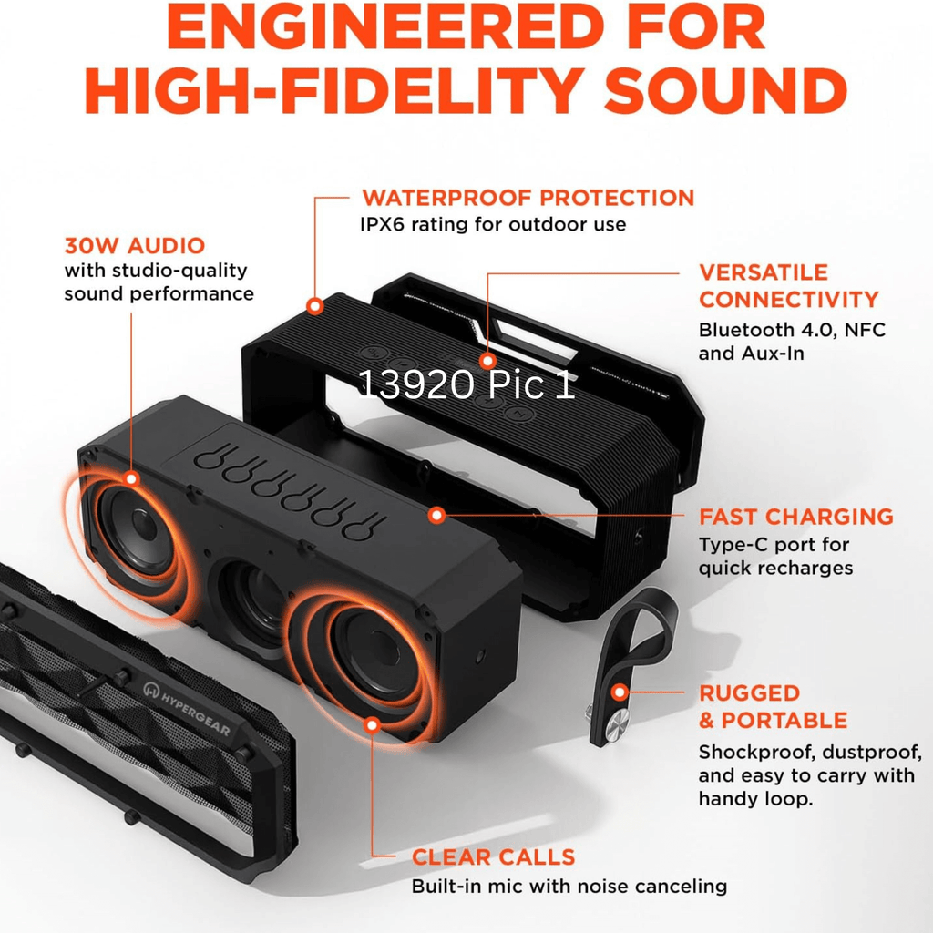 HyperGear Beast XL Water-Resistant Wireless Speaker