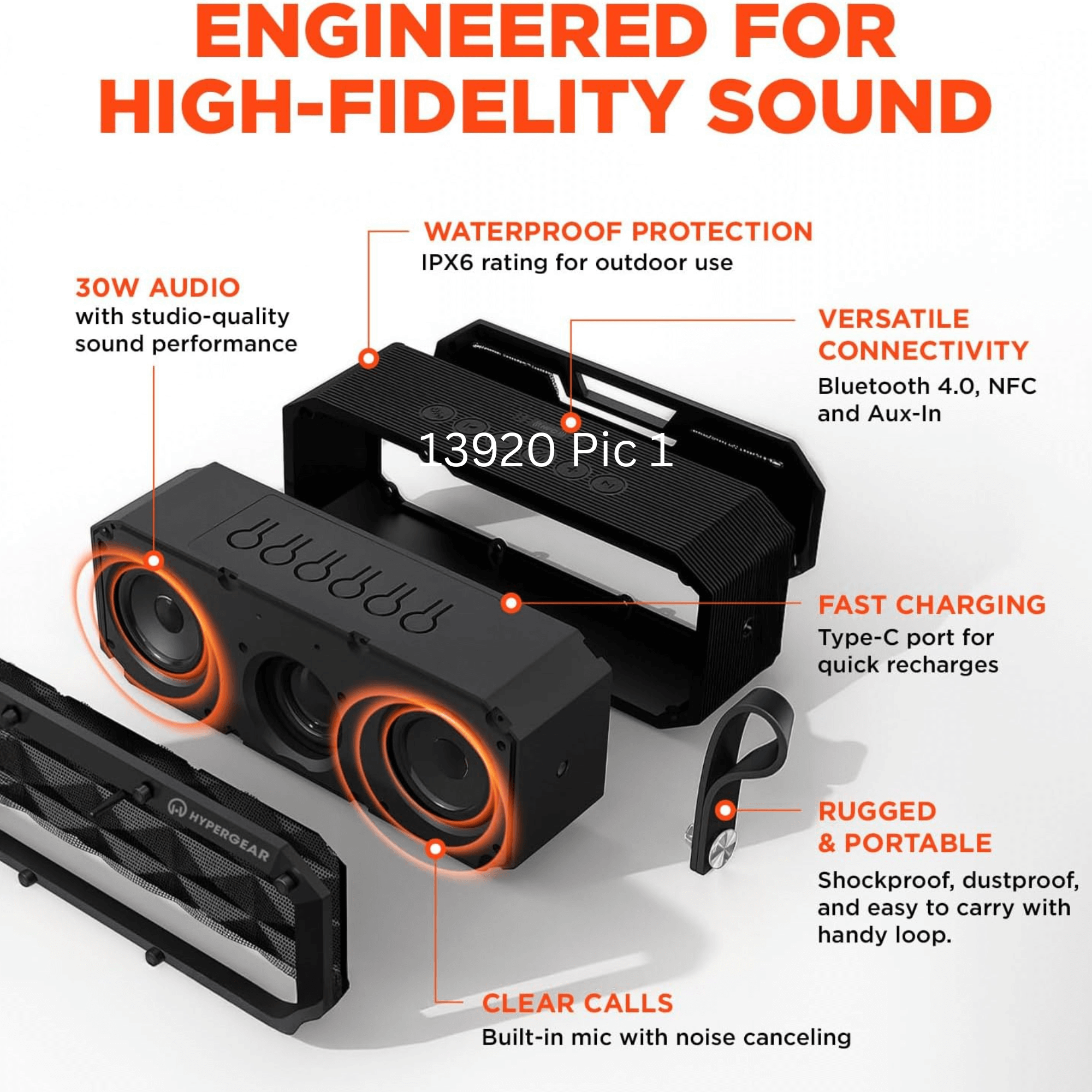 HyperGear Beast XL Water-Resistant Wireless Speaker