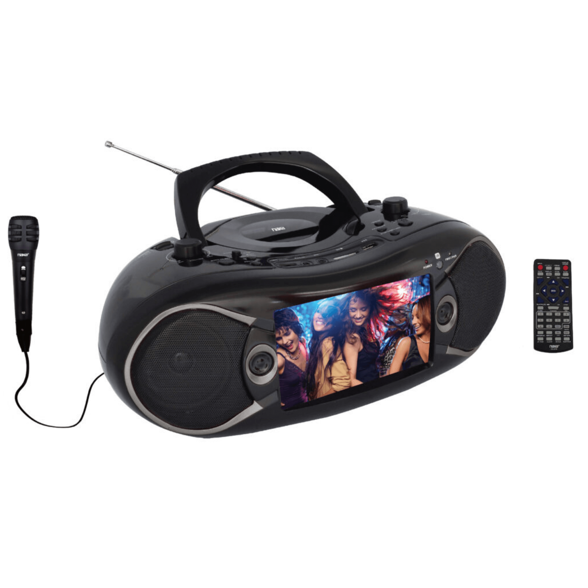 Naxa 7” Bluetooth TV DVD Boombox with Mic Black - Refurbished