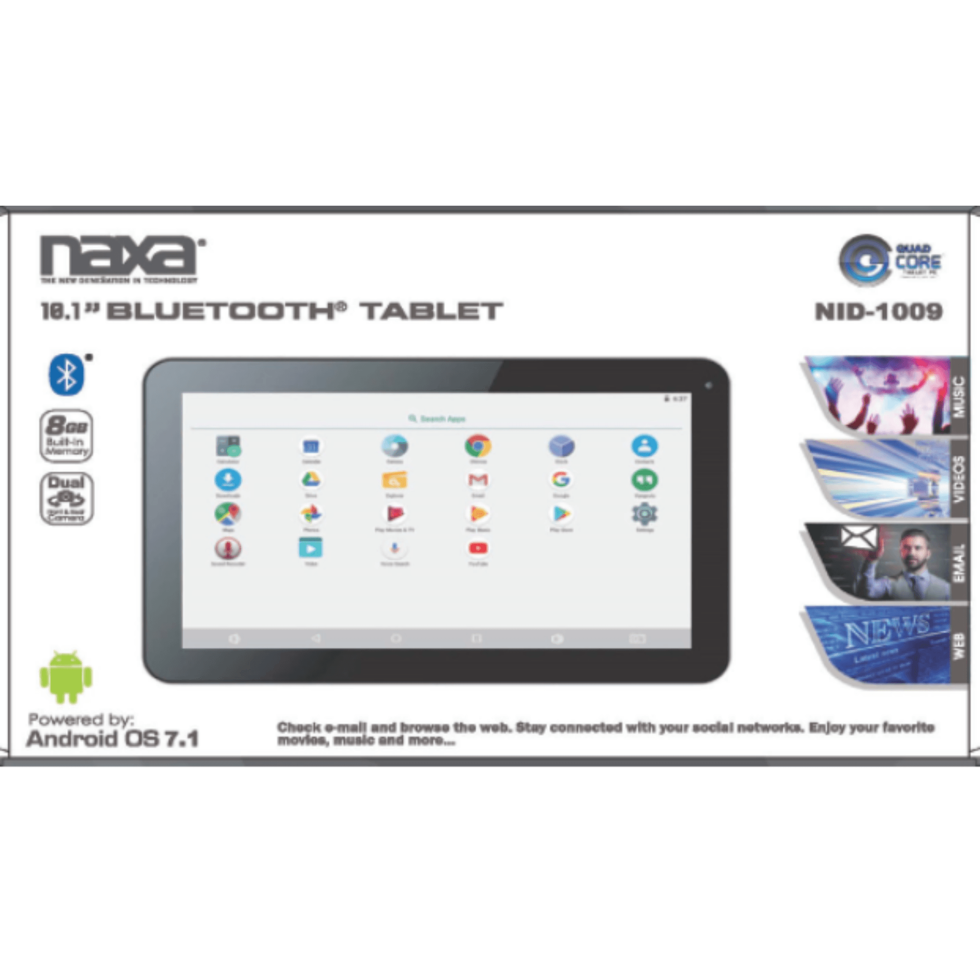 Naxa 10.1” Core Tablet with Android OS 7.1 - Refurbished