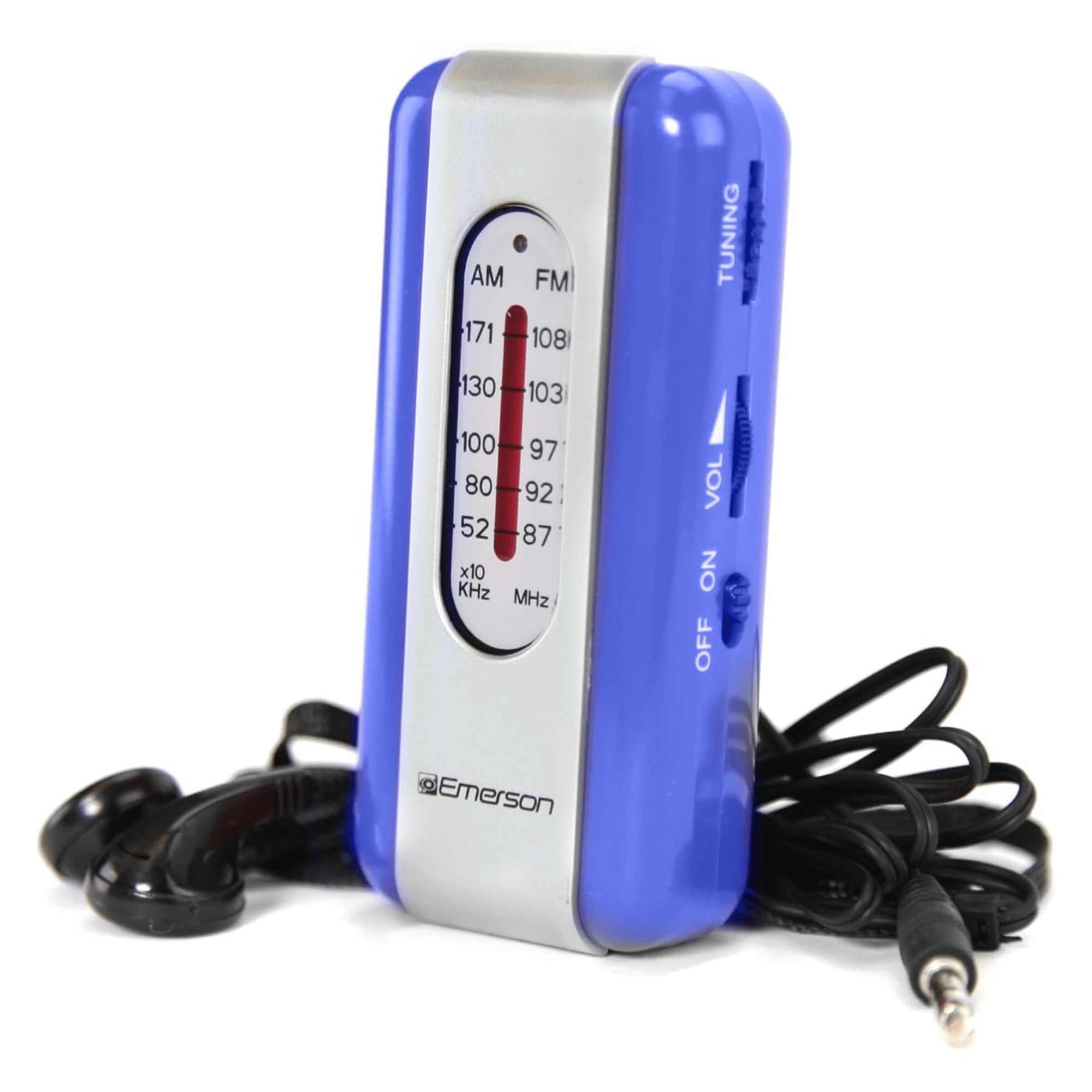 Emerson Portable AMFM Radio with Earbuds and Wide Frequency Range of Stations