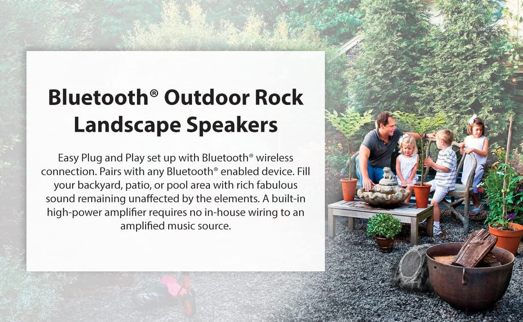 SoundPro Dual Bluetooth Outdoor Weatherproof Rock Landscape Speakers