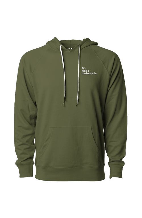 "Go ride a motorcycle" Embroidered Pullover Hooded Sweatshirt
