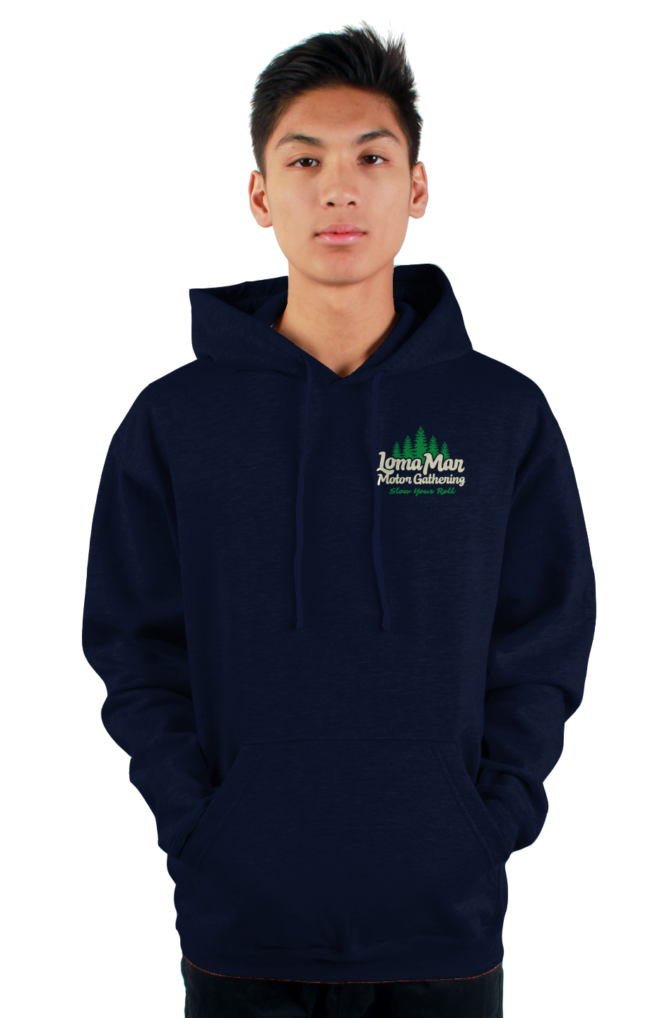 Loma Mar Motor Gathering Official Hoodie (front & back)