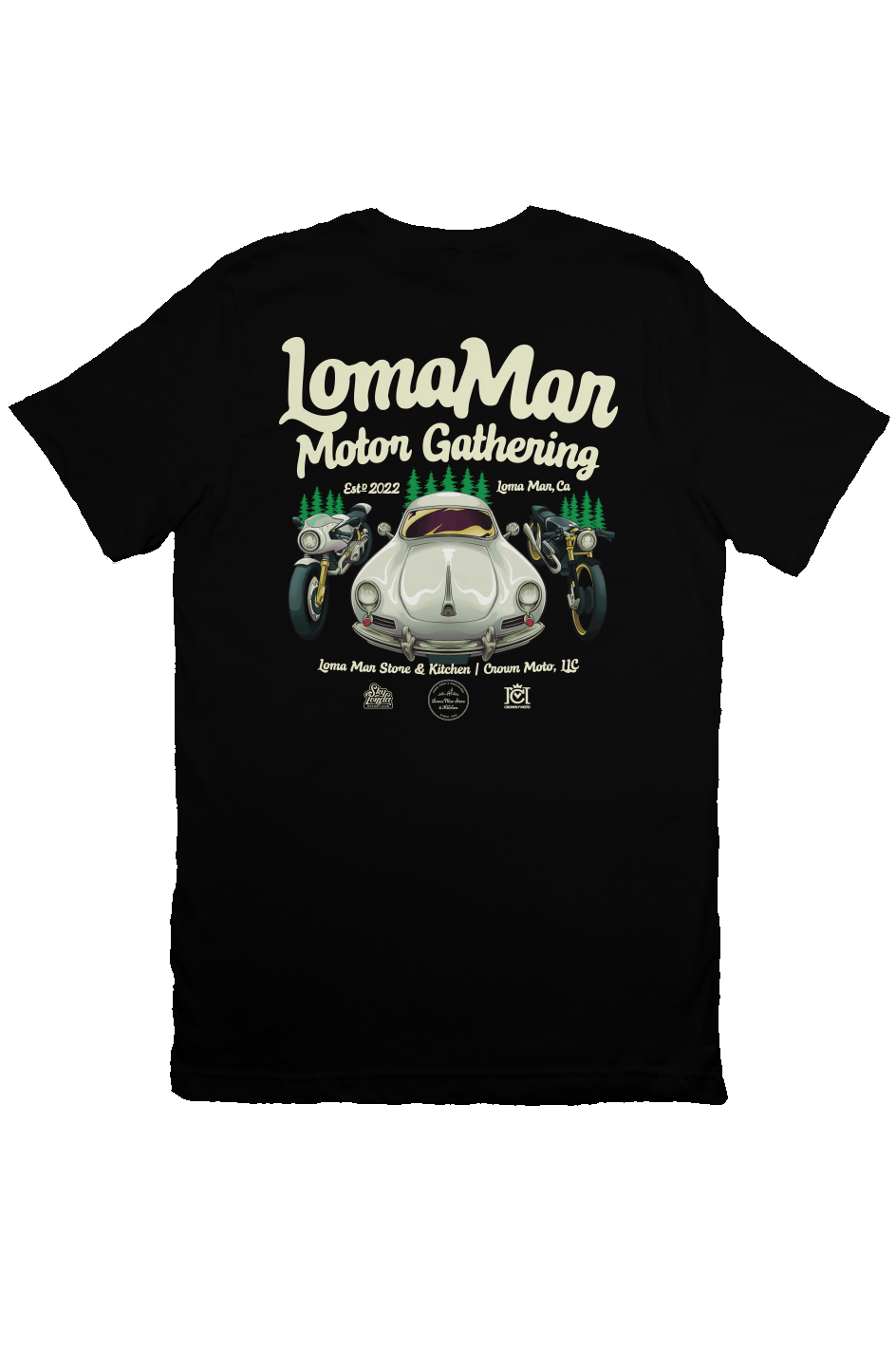 Loma Mar Motor Gathering Official T-shirt (front & back)