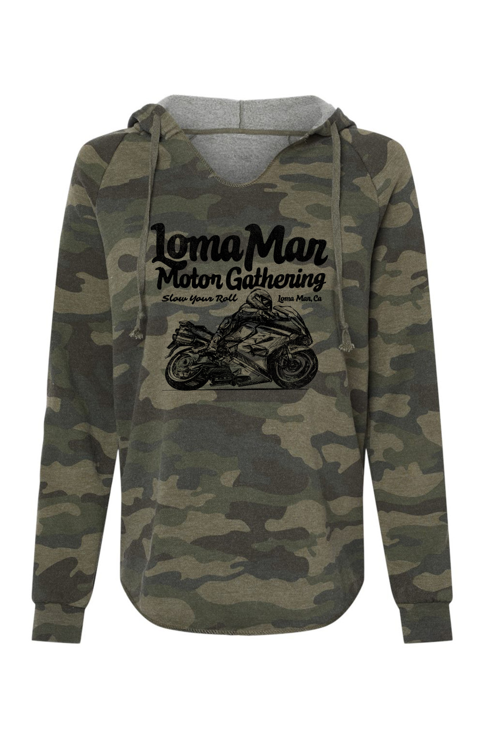 Loma Mar Moto Sketch Women's Lightweight Camo Hoodie
