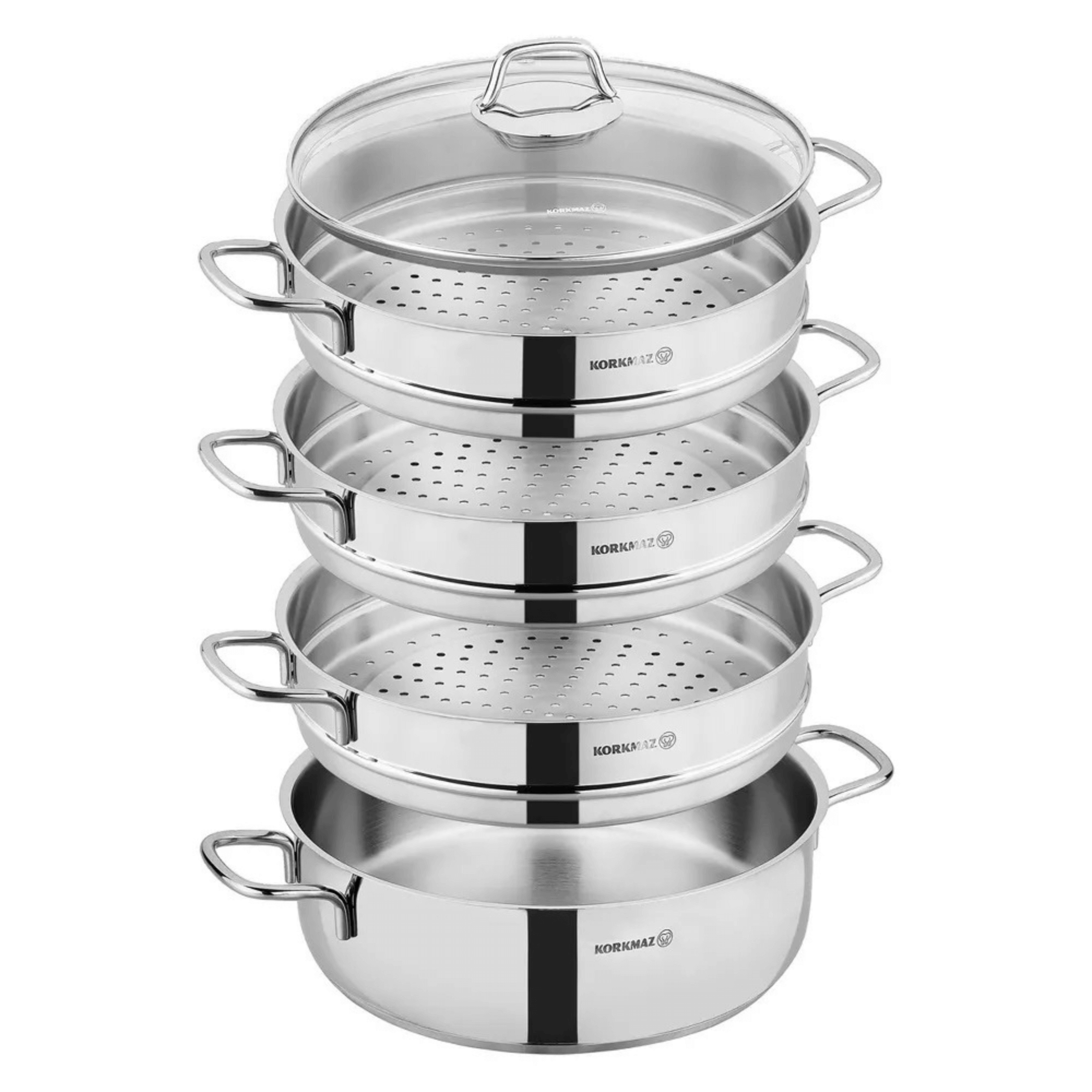 Korkmaz Perla 5-Piece Stainless Steel Manti Steamer Cookware Set