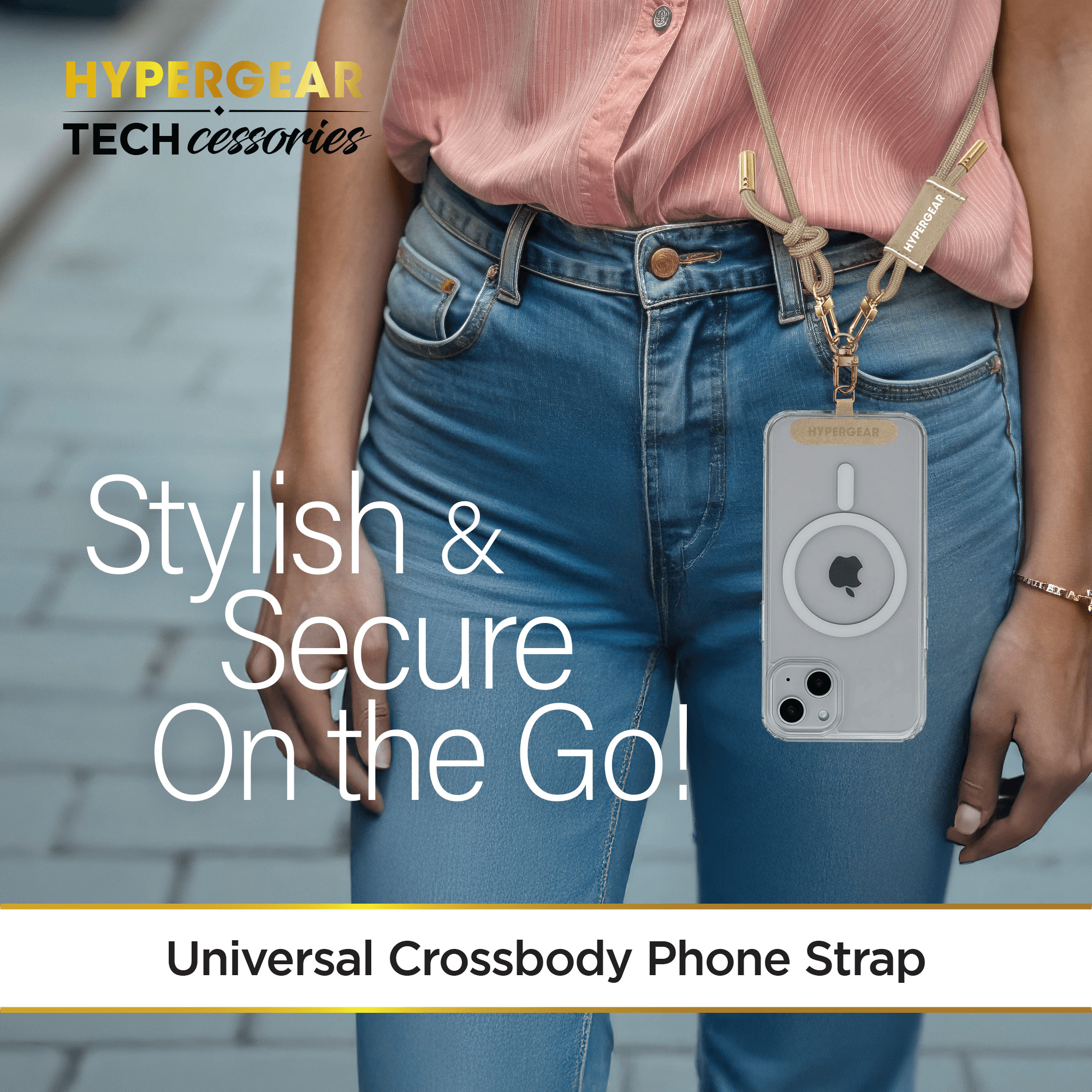 HyperGear TECHcessories Sand Rope with Gold Accents Universal Crossbody Phone Strap