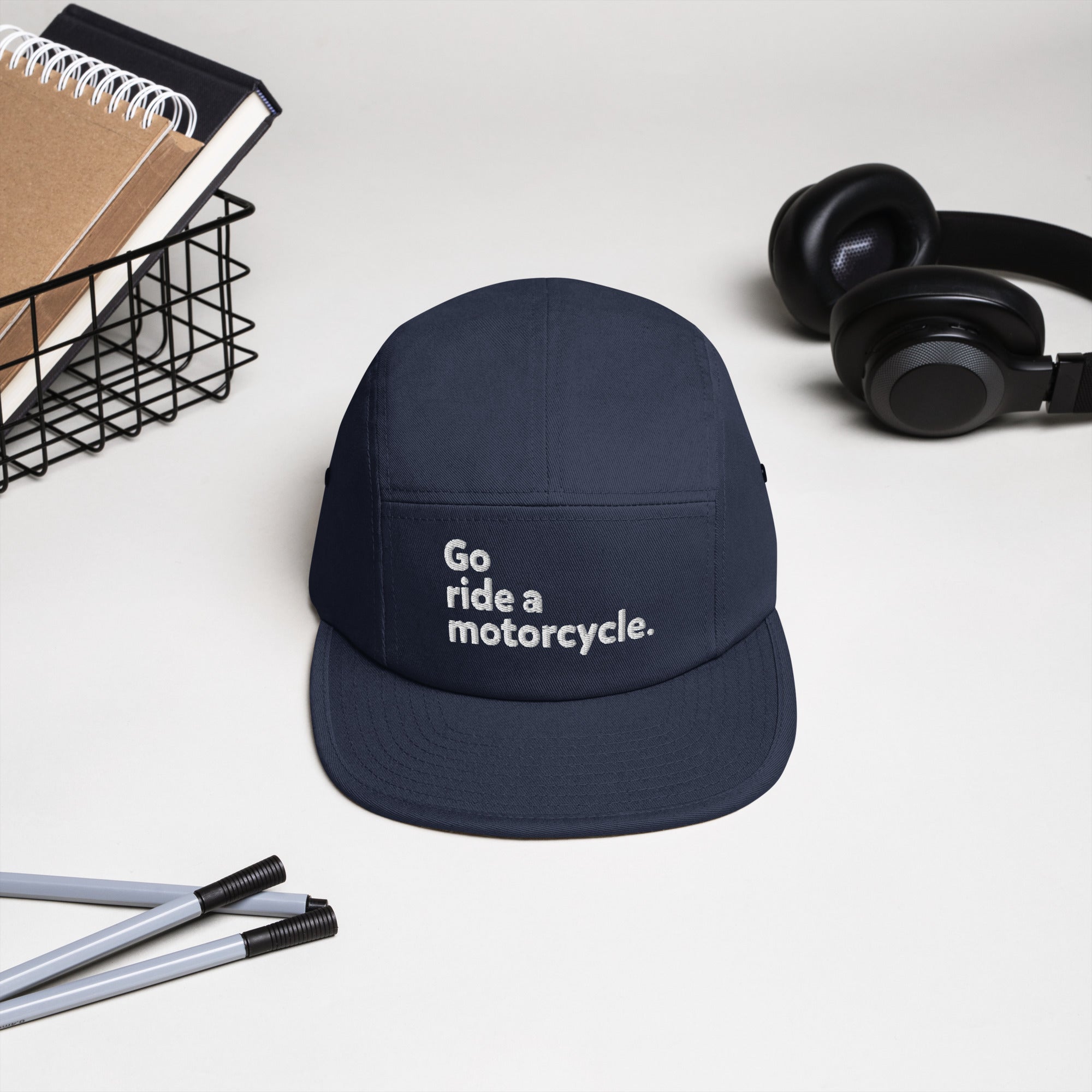 'Go ride a motorcycle' 5-Panel Camper Cap