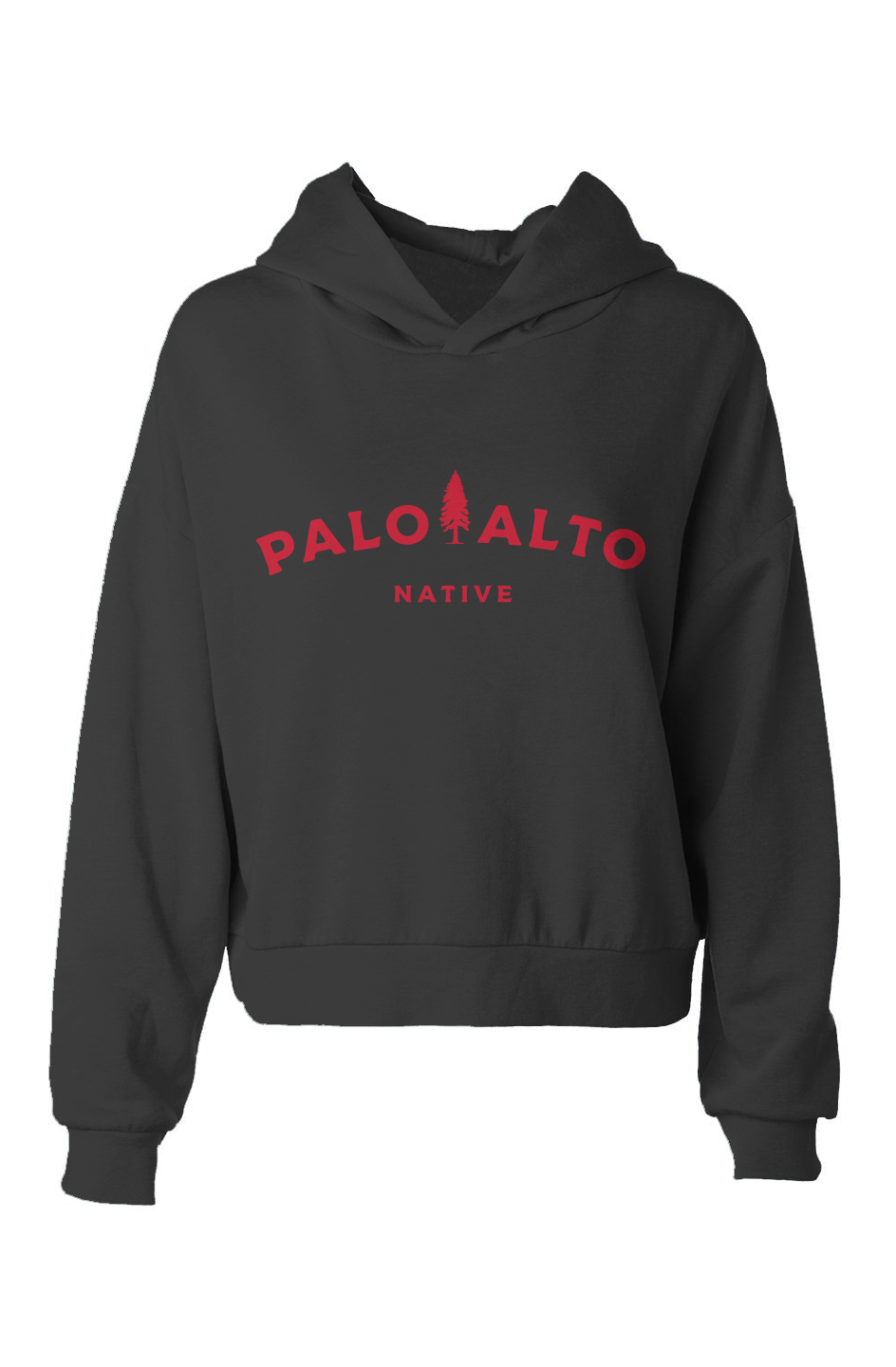 Palo Alto Native Women's Hip Height Hoodie (red ink)