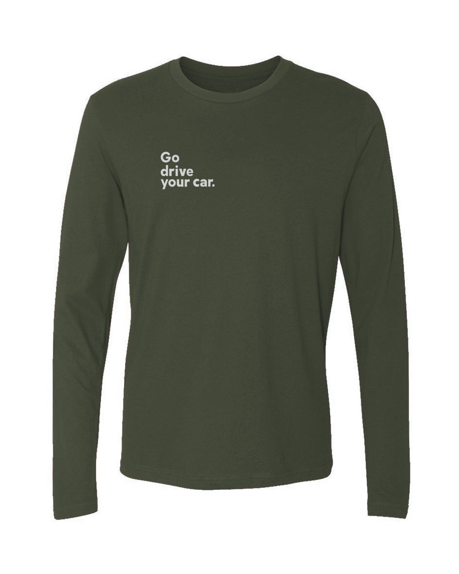 'Go drive your car' Men's Cotton Long-Sleeve Crew