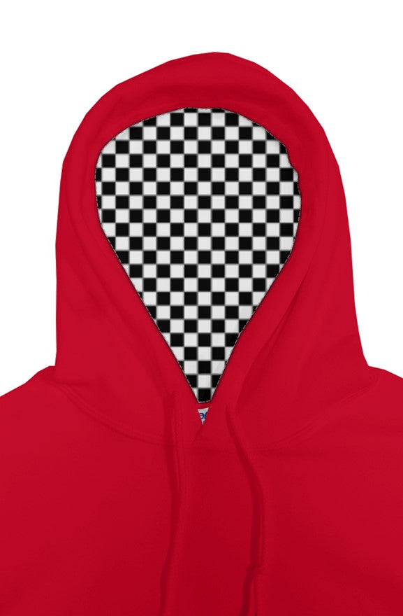"Go ride a motorcycle" Checkered Flag Hoodie (black ink)