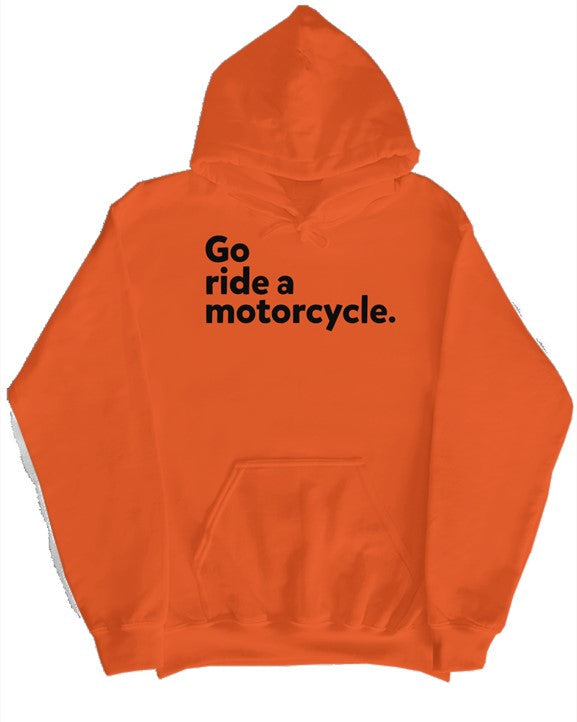 "Go ride a motorcycle" Checkered Flag Hoodie (black ink)