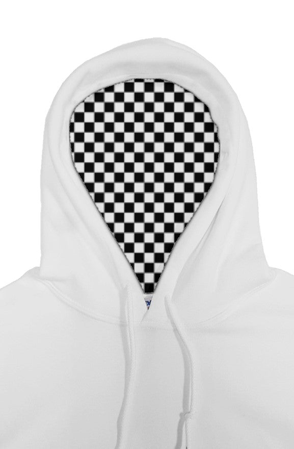 "Go ride a motorcycle" Checkered Flag Hoodie (black ink)