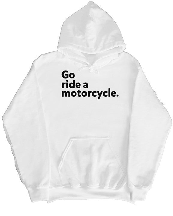 "Go ride a motorcycle" Checkered Flag Hoodie (black ink)
