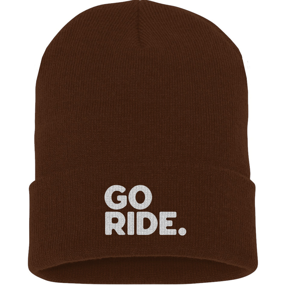 GO RIDE Embroidered Cuffed Beanie