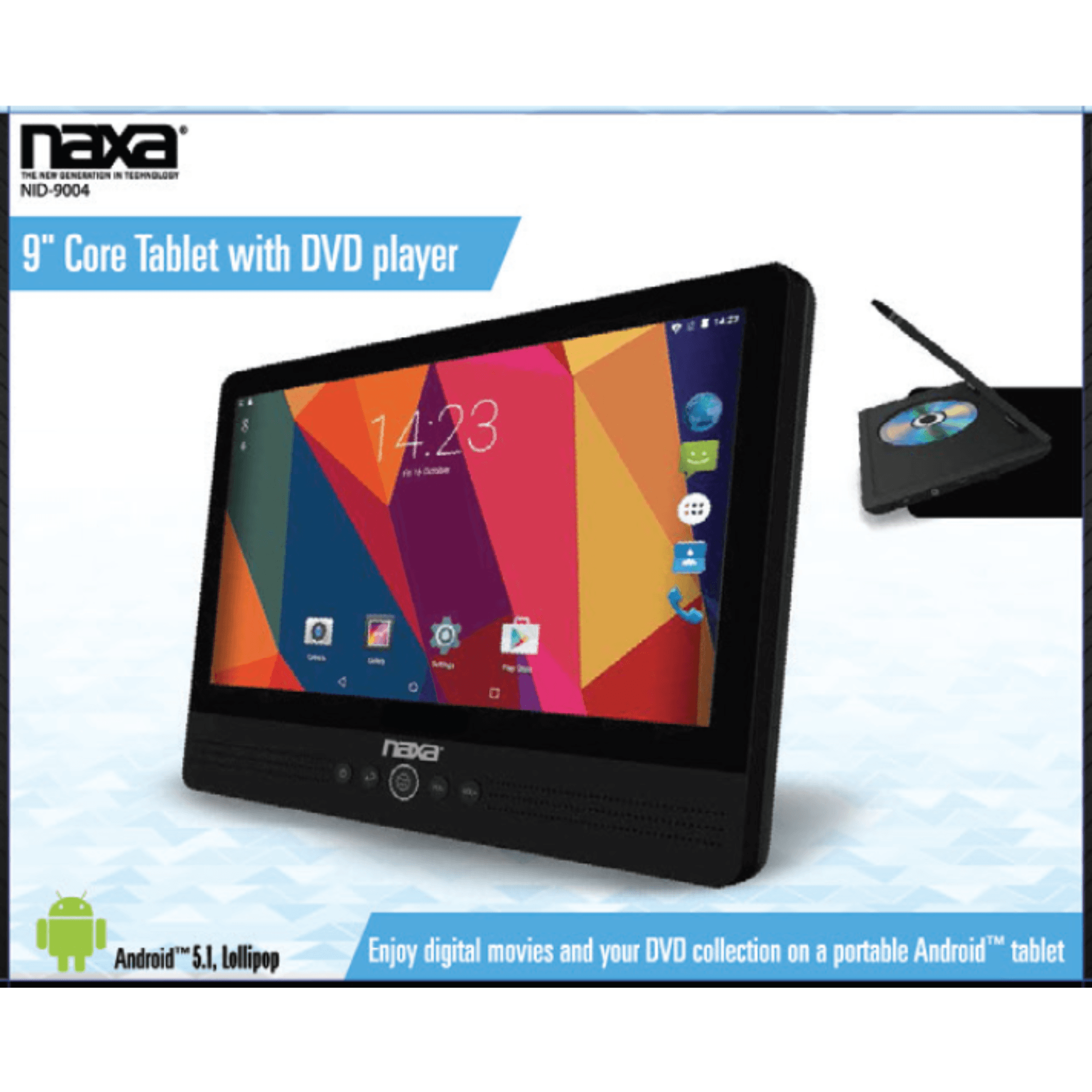 Naxa 9" Core Tablet & DVD Player with Android OS 5.1 - Refurbished