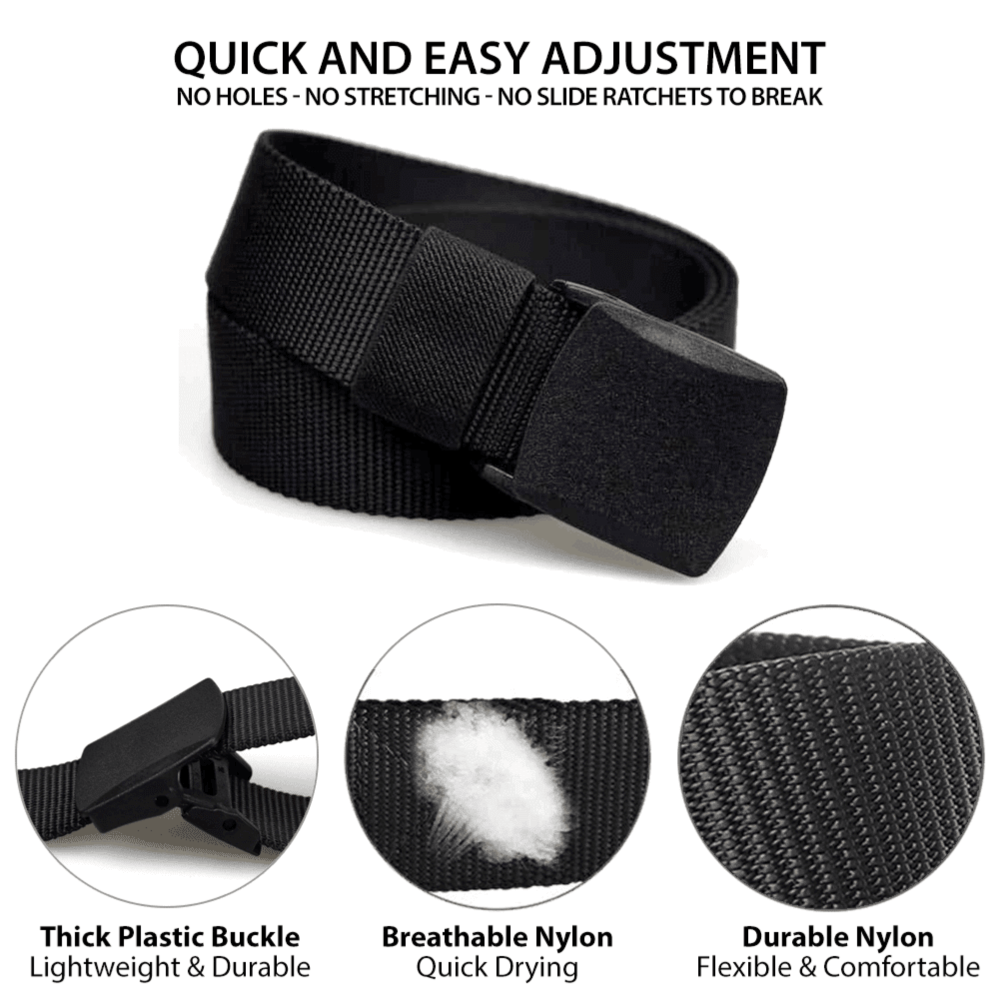 XGear Tactical Adjustable Nylon Belt with Plastic Buckle